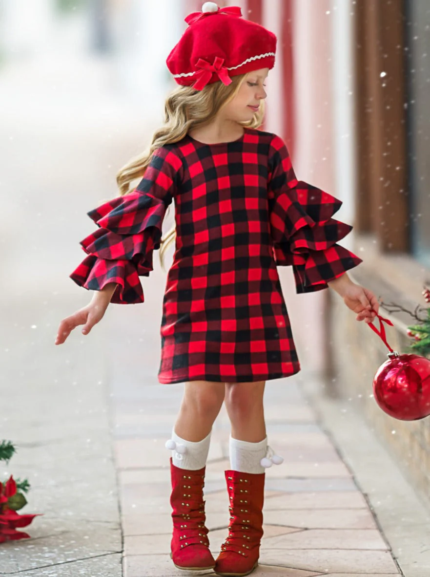 Pretty Plaid Tiered Sleeve Miya Dress - Image 2