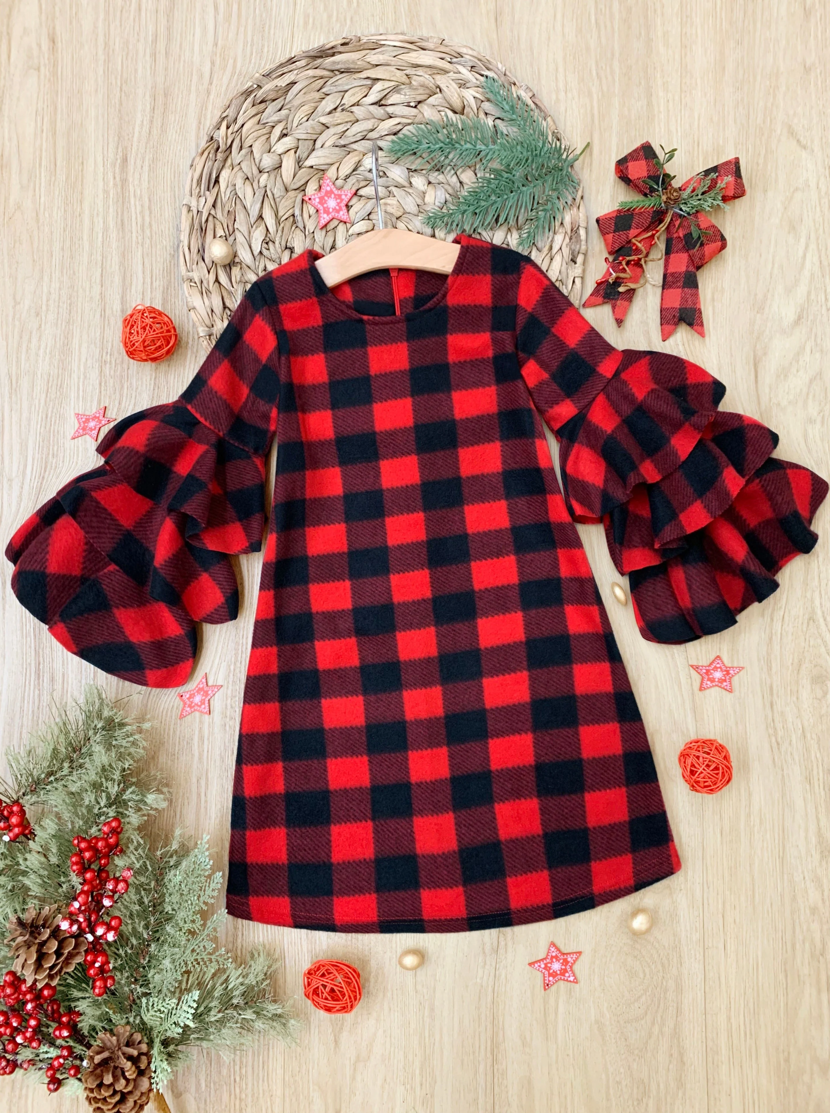 Pretty Plaid Tiered Sleeve Miya Dress - Image 3