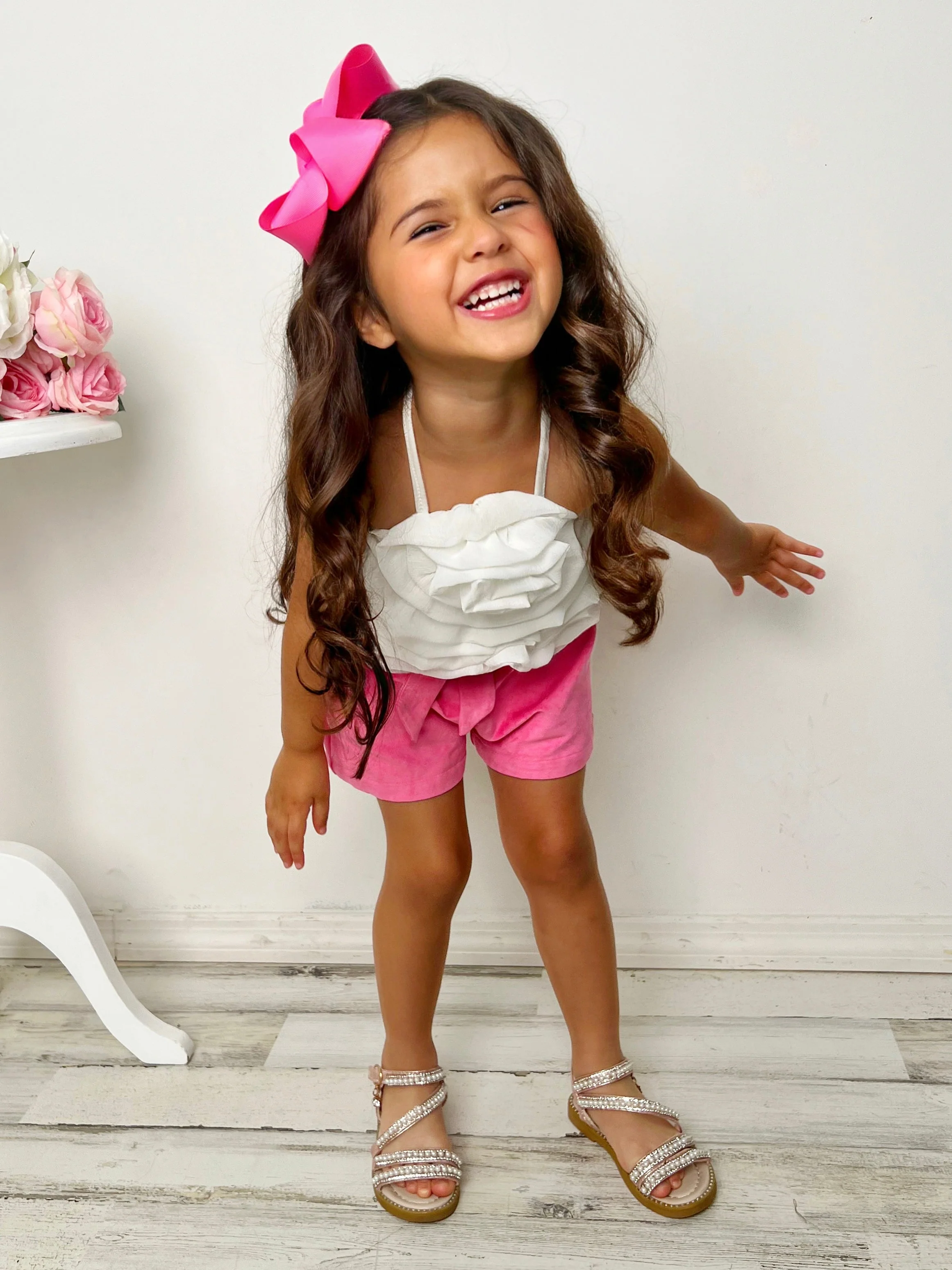 My Darling Blossom White Rosette Tiered Top And Shorts Set - Image 5