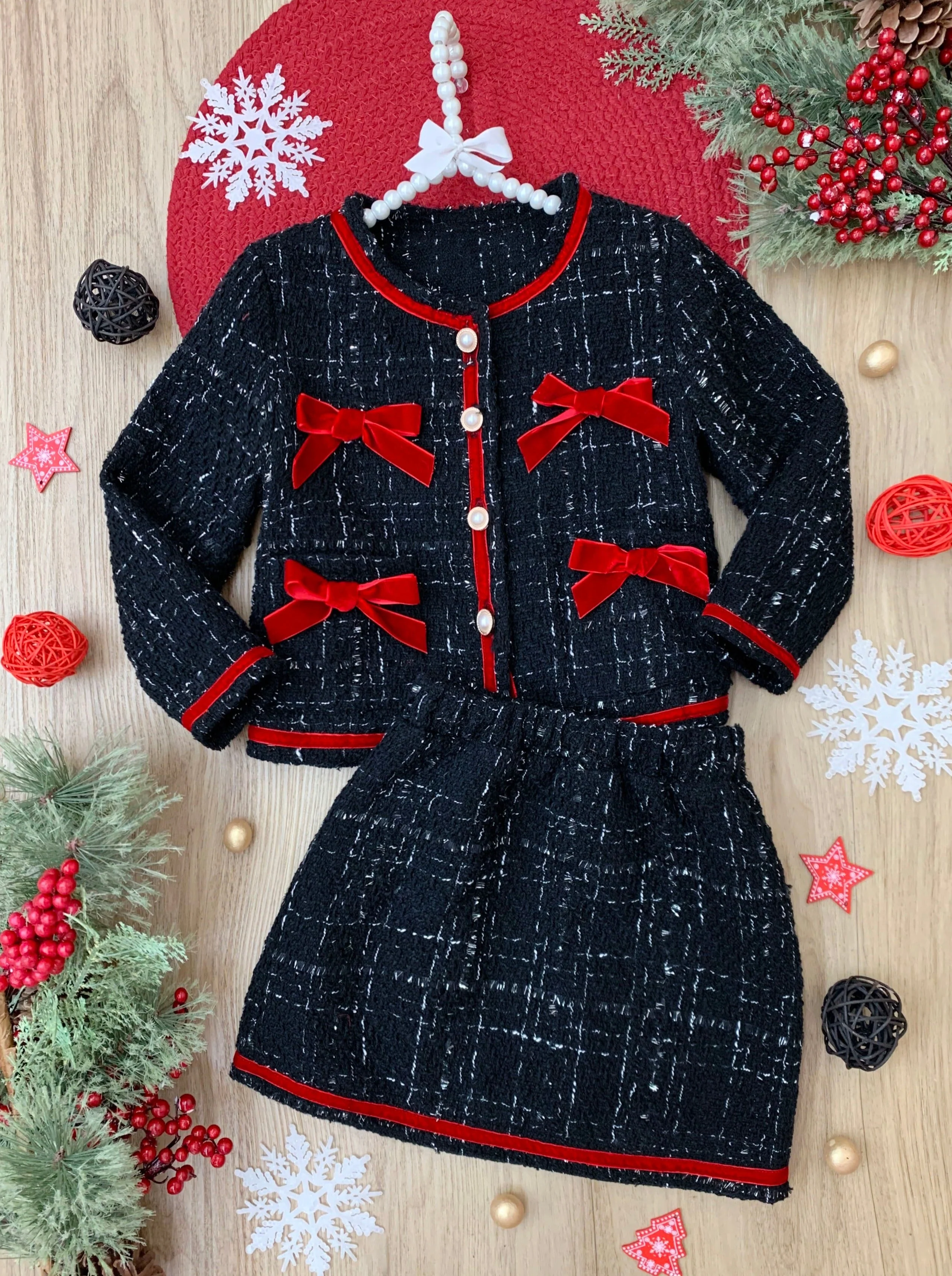 Let's Do Brunch Black Tweed Blazer Skirt Set - Image 3