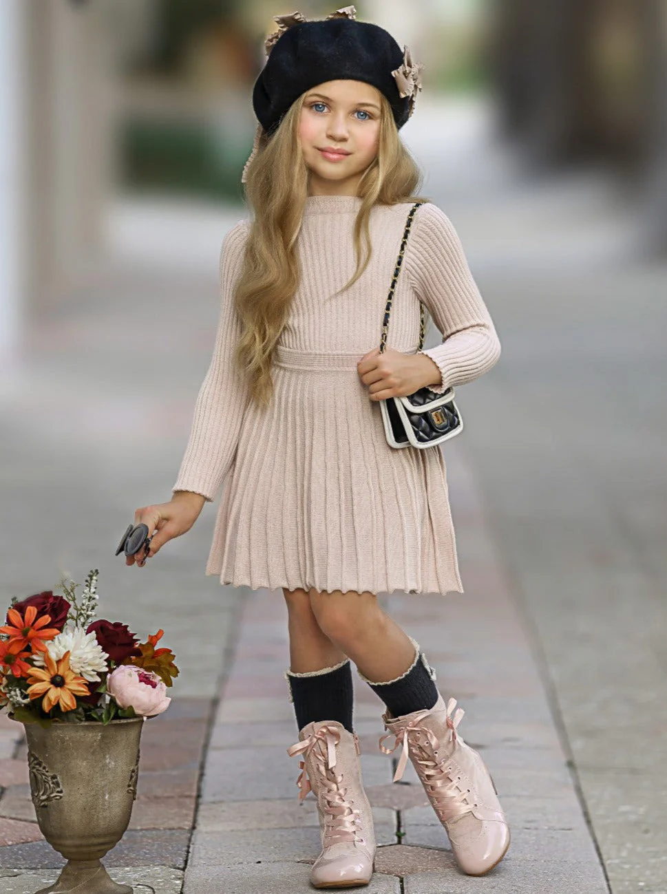 Prim and Proper Pleated Sweater Dress - Image 6