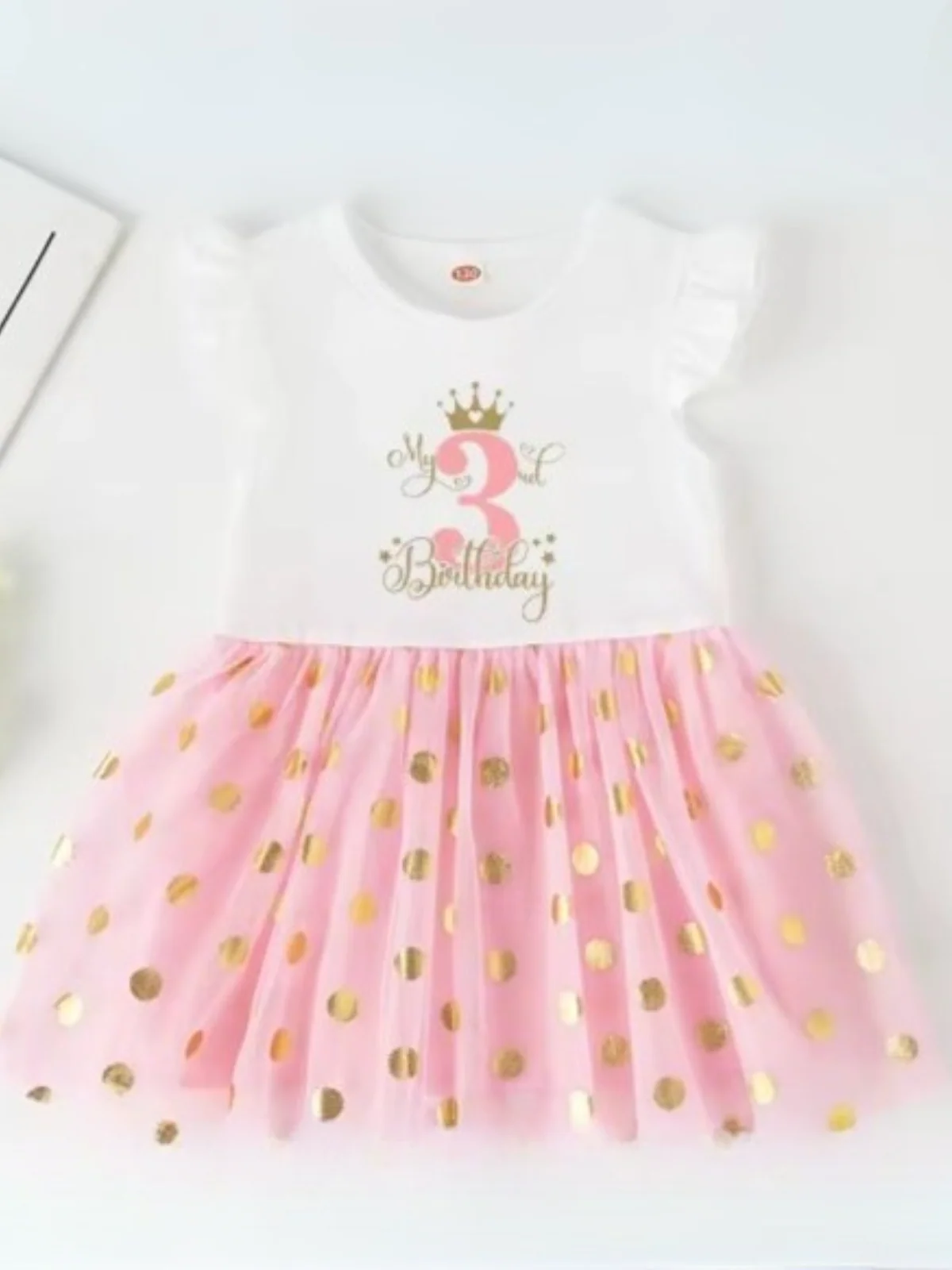 Princess 4 Year Birthday Tutu Dress with Golden Accents - Image 3