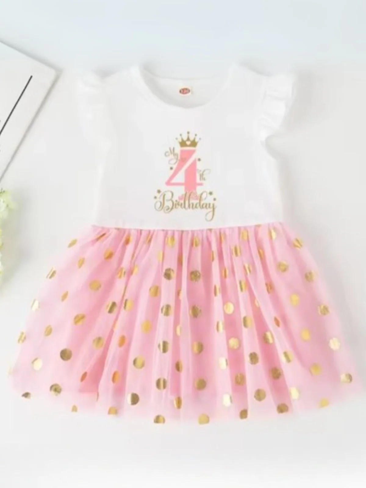 Princess 2 Year Old Birthday Tutu Dress with Golden Accents - Image 4