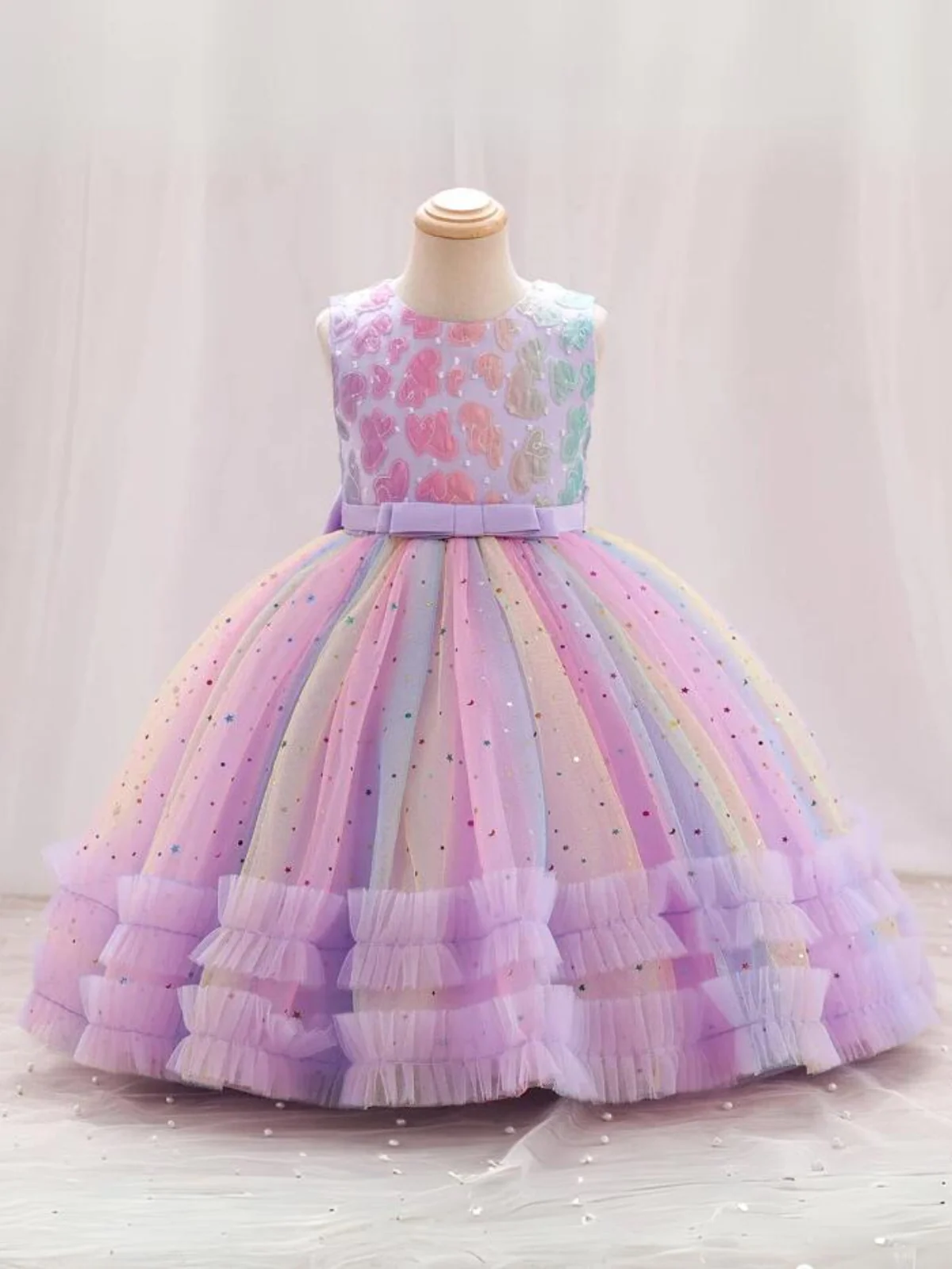 Twinkle and Twirl Sequined Rainbow Special Occasion Dress - Image 2