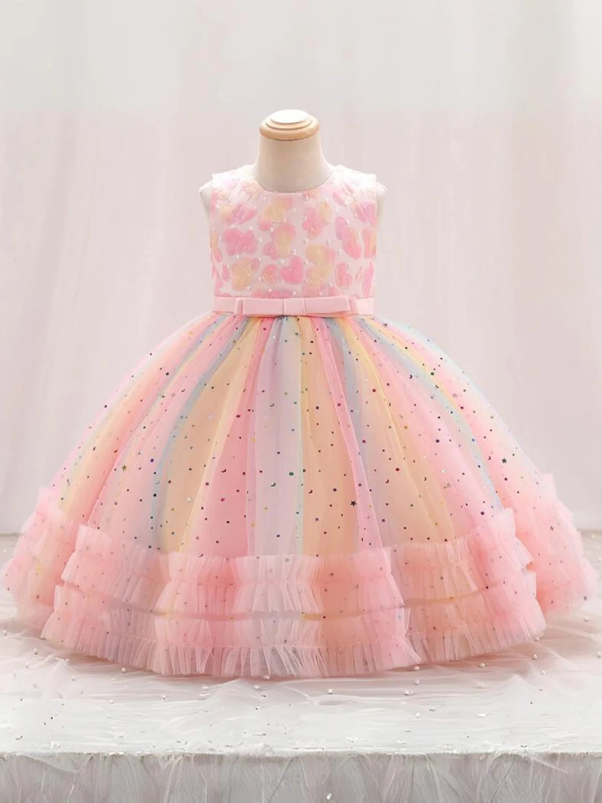 Twinkle and Twirl Sequined Rainbow Special Occasion Dress - Image 3