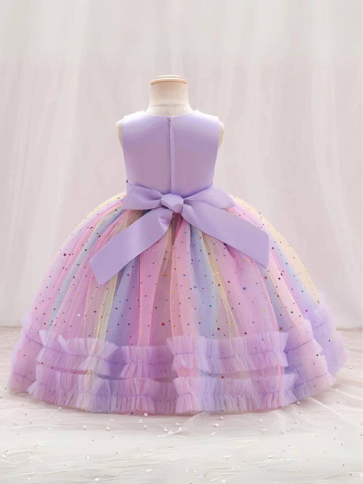 Twinkle and Twirl Sequined Rainbow Special Occasion Dress - Image 4