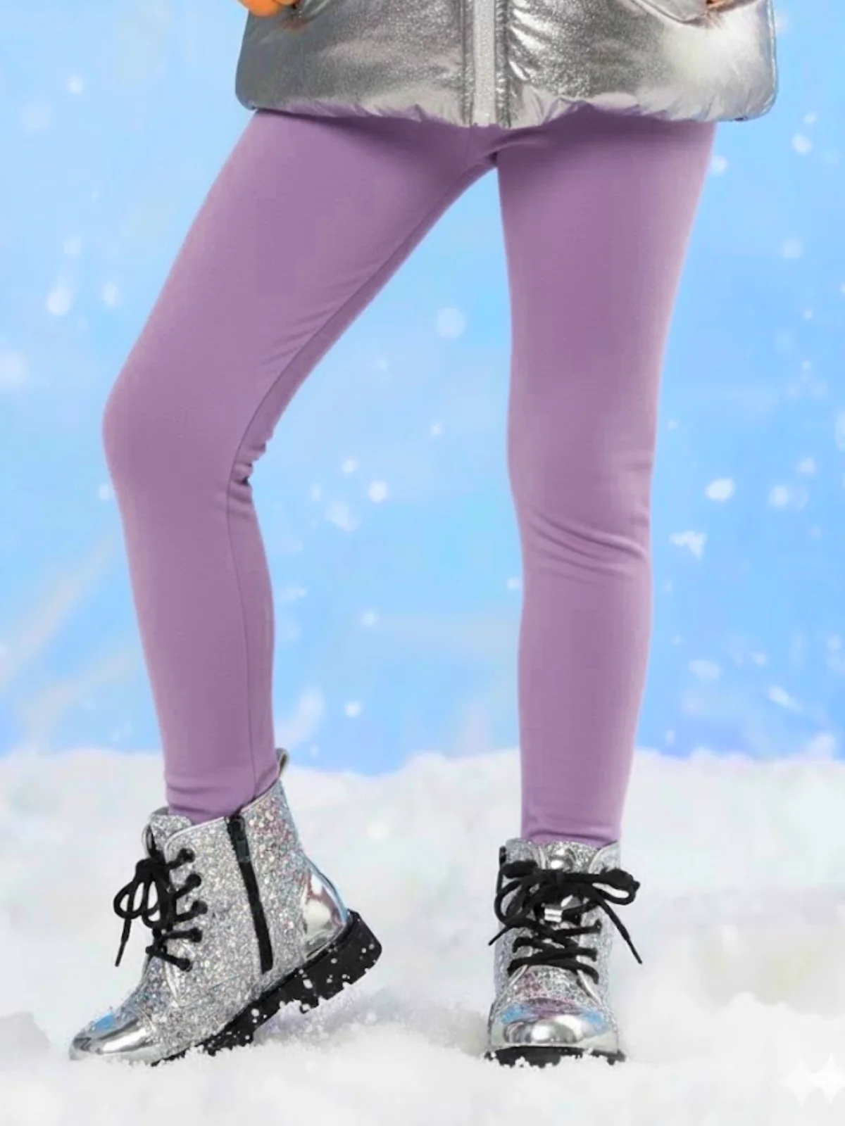Purple Cozy Fleece-Lined Leggings - Image 2