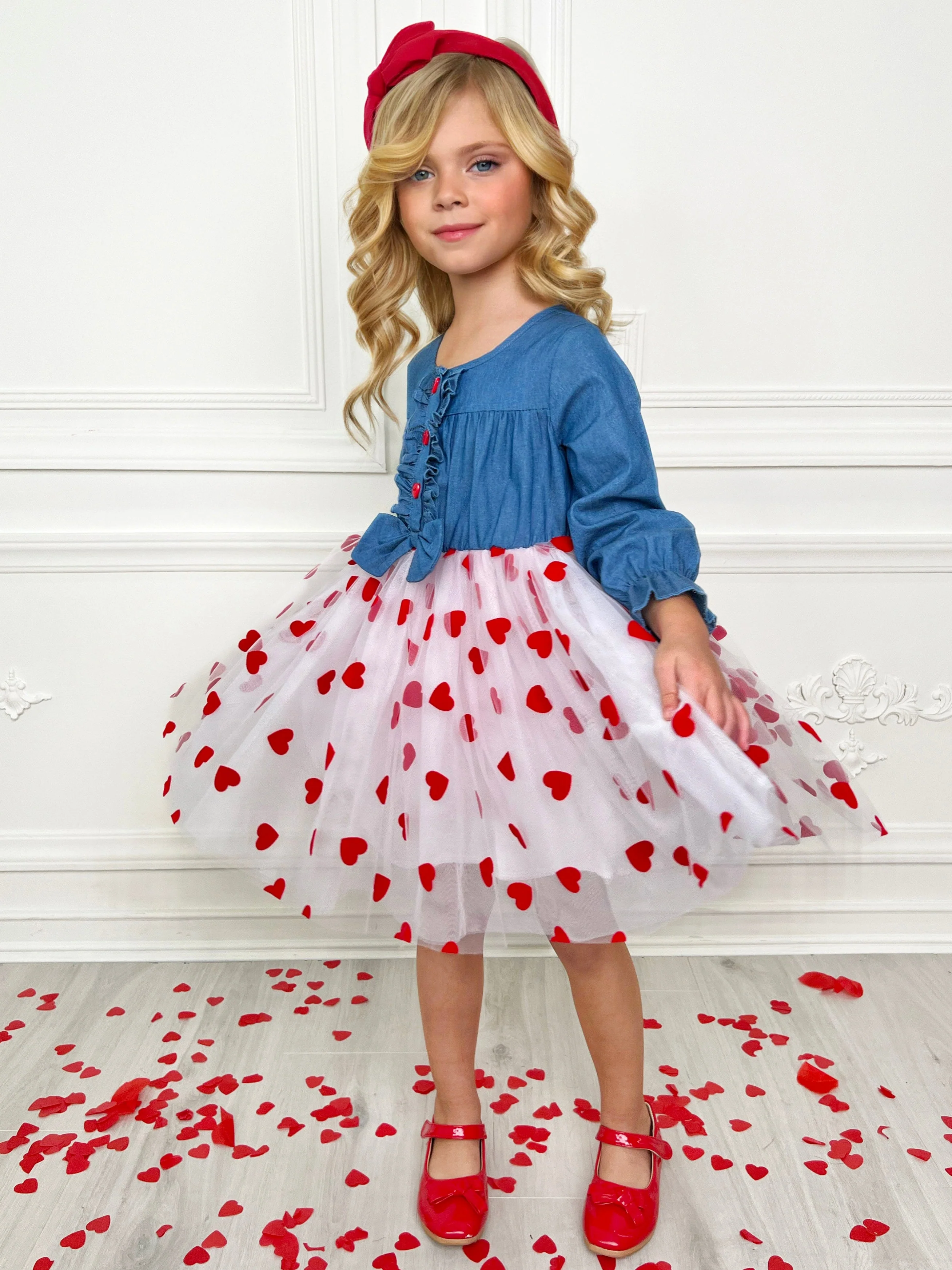 Queen of Hearts Chambray Tutu Dress - Image 2