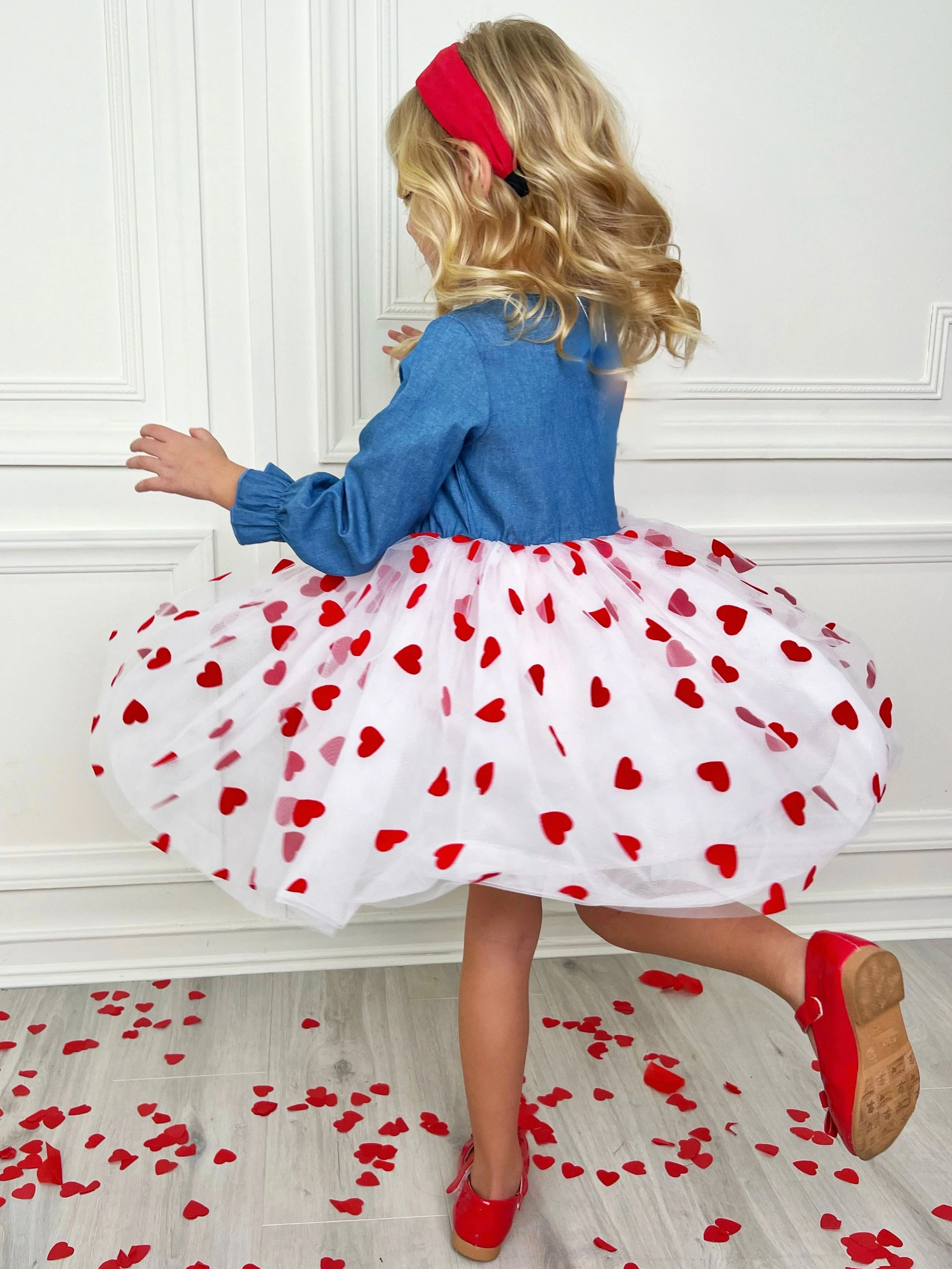 Queen of Hearts Chambray Tutu Dress - Image 3