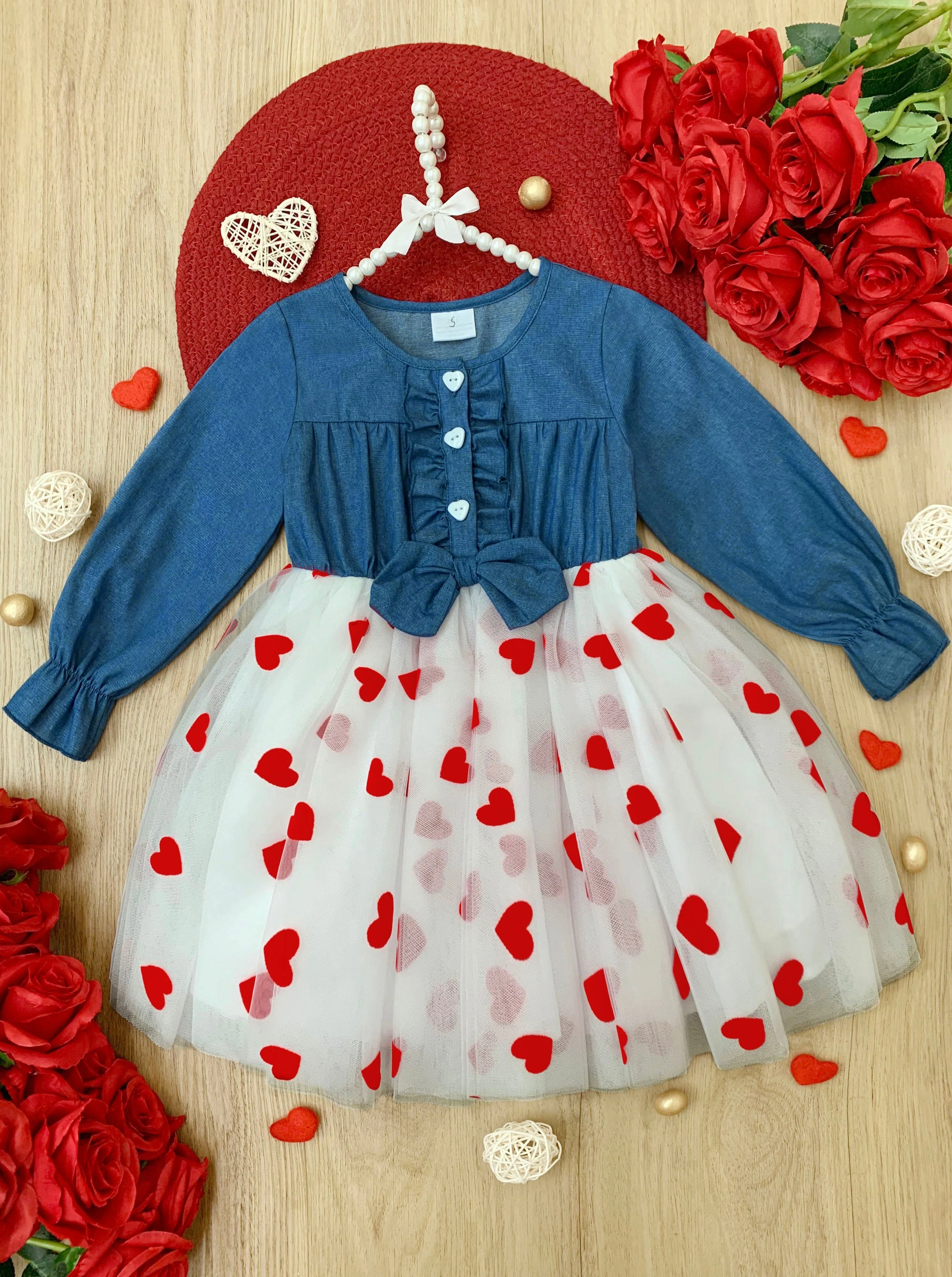 Queen of Hearts Chambray Tutu Dress - Image 4