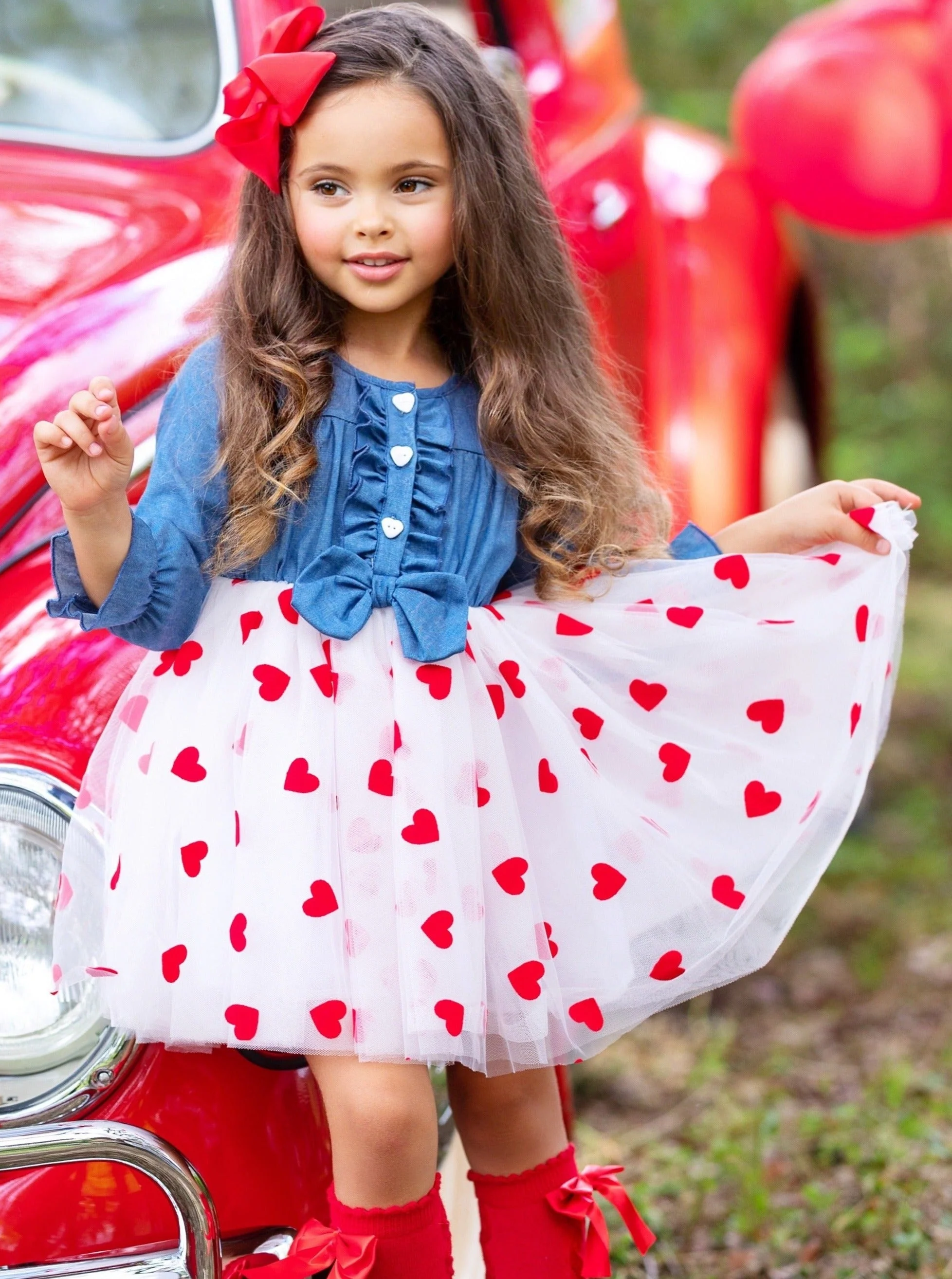 Queen of Hearts Chambray Tutu Dress - Image 5