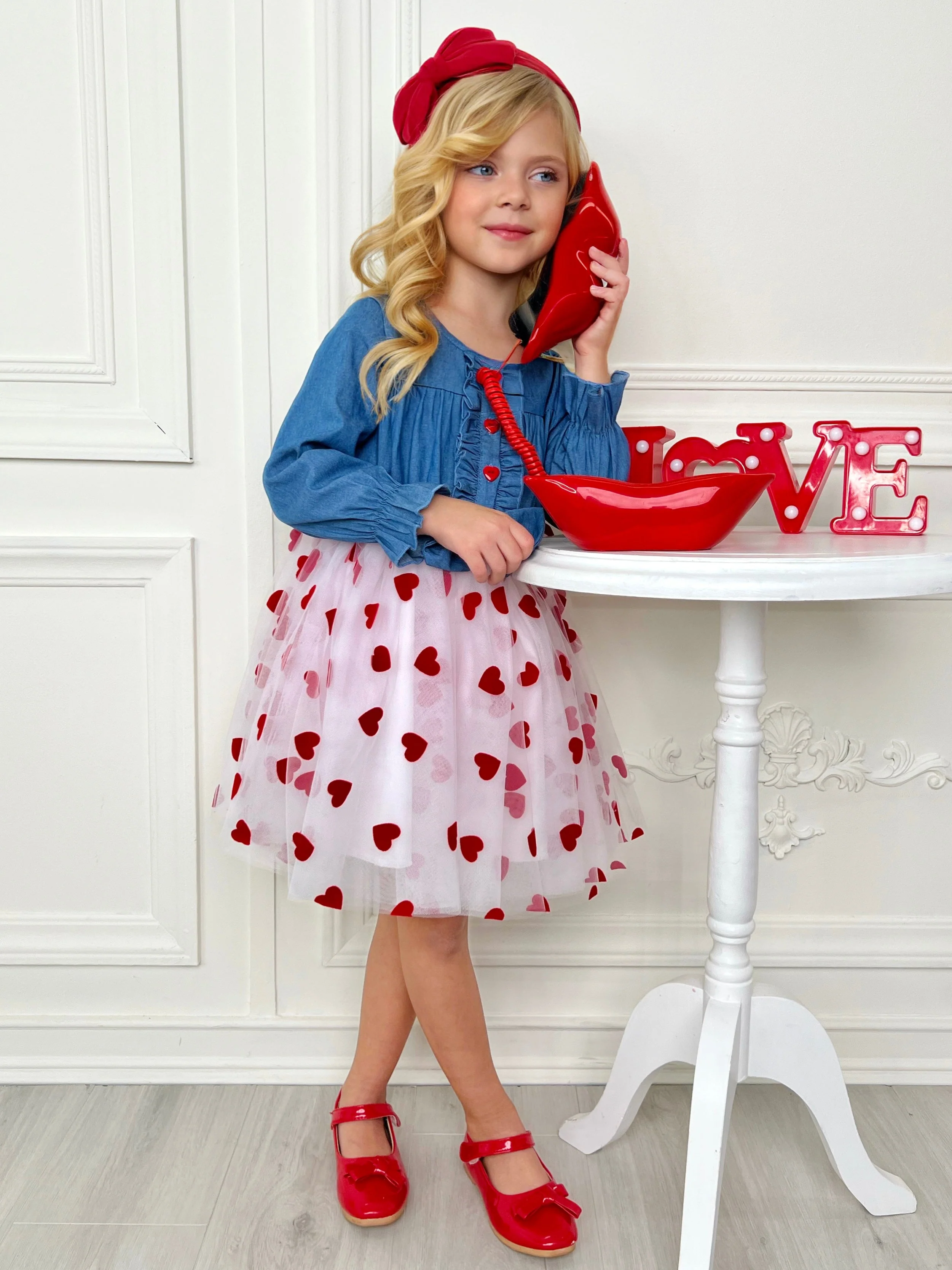 Queen of Hearts Chambray Tutu Dress - Image 6