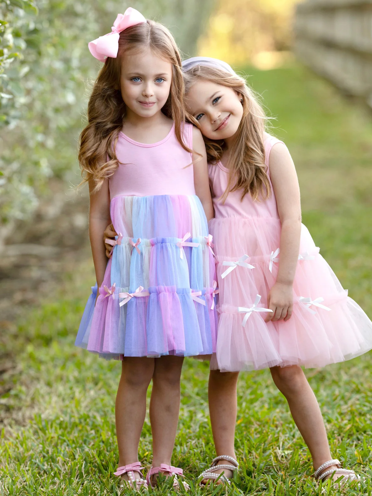Pastel Blooms Bows Sleeveless Tutu Dress - Image 3