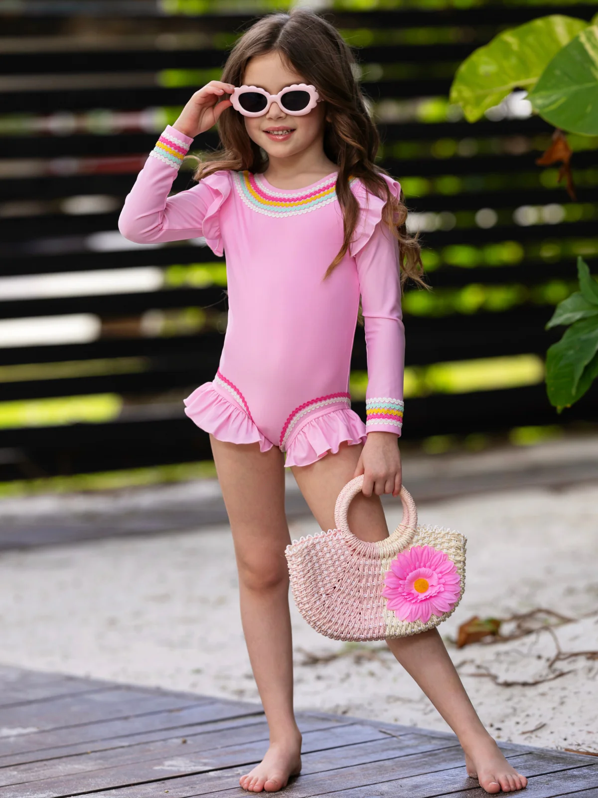 Rainbow Flutter Rashguard One-Piece Swimsuit - Image 2