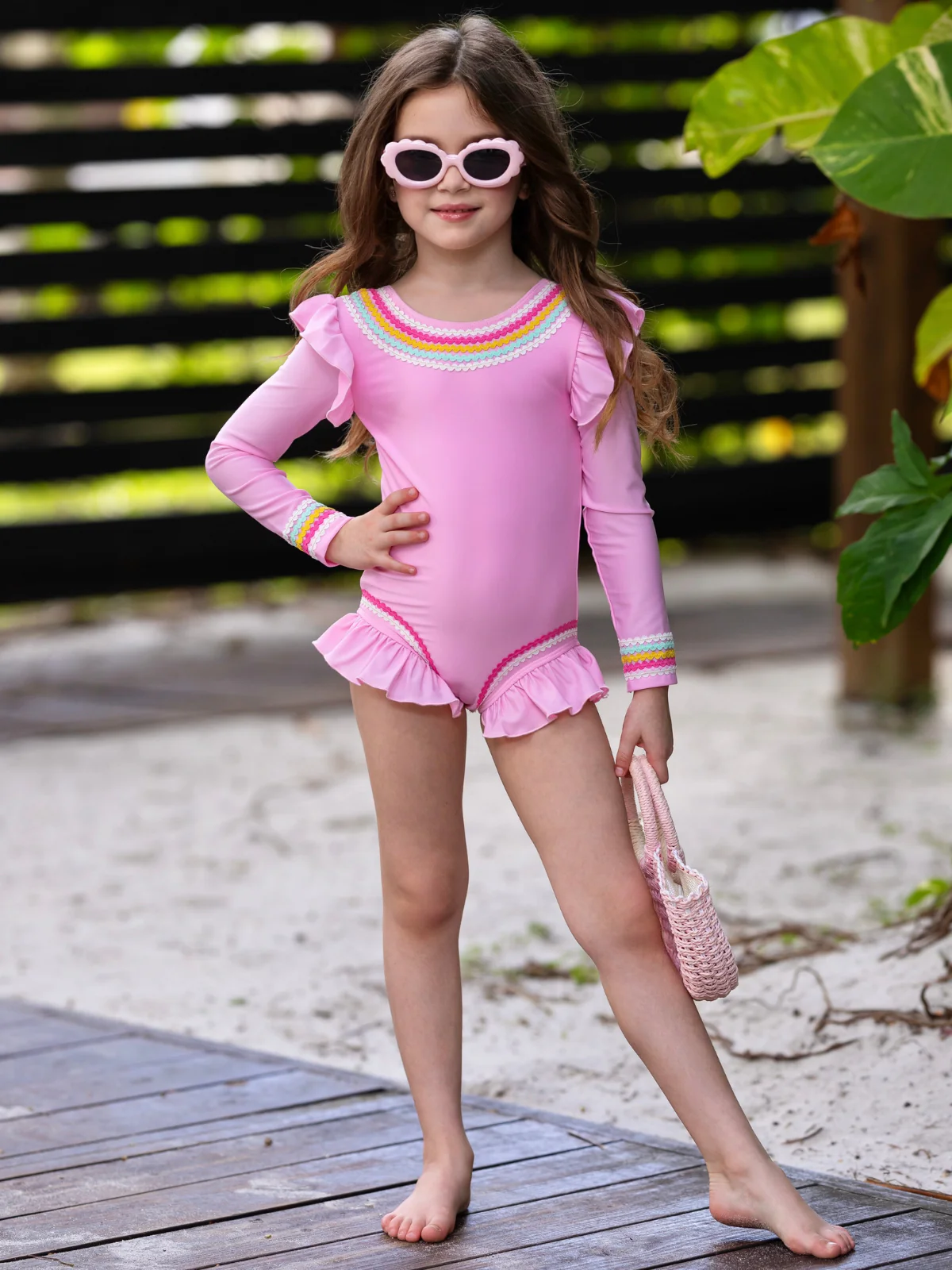 Rainbow Flutter Rashguard One-Piece Swimsuit - Image 6