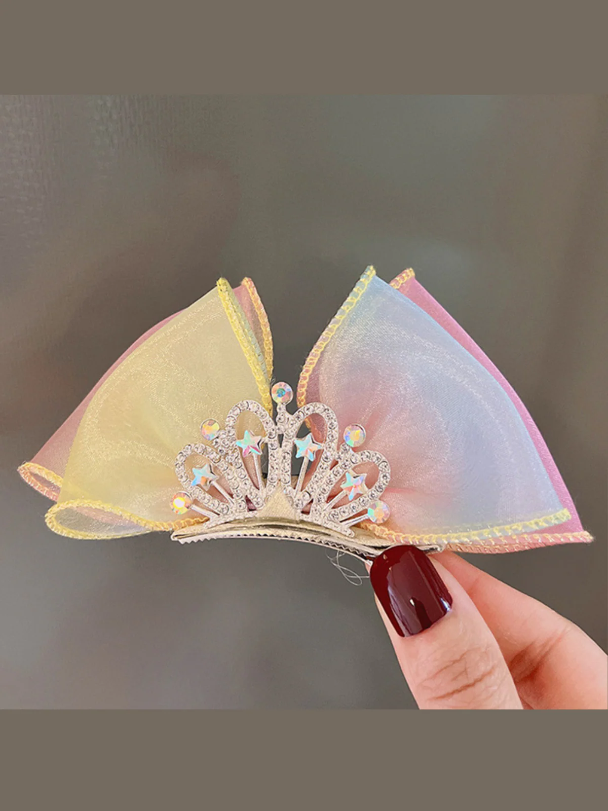 Shining Star Pastel Rainbow Crown Hairclip - Image 3