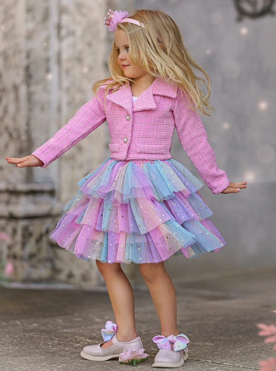 Fairy Flutter Jacket and Rainbow Tutu Skirt Set - Image 2