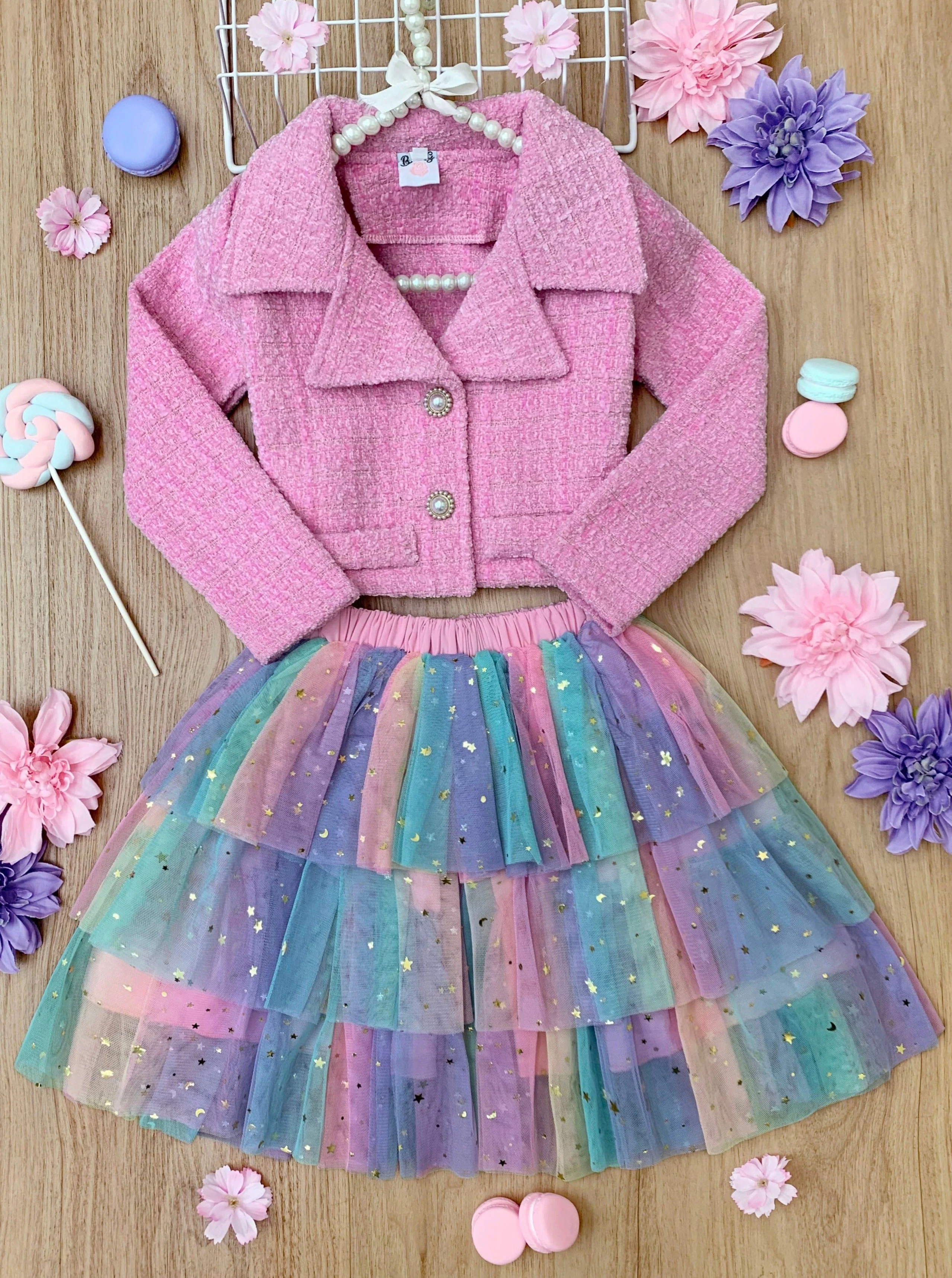 Fairy Flutter Jacket and Rainbow Tutu Skirt Set - Image 3