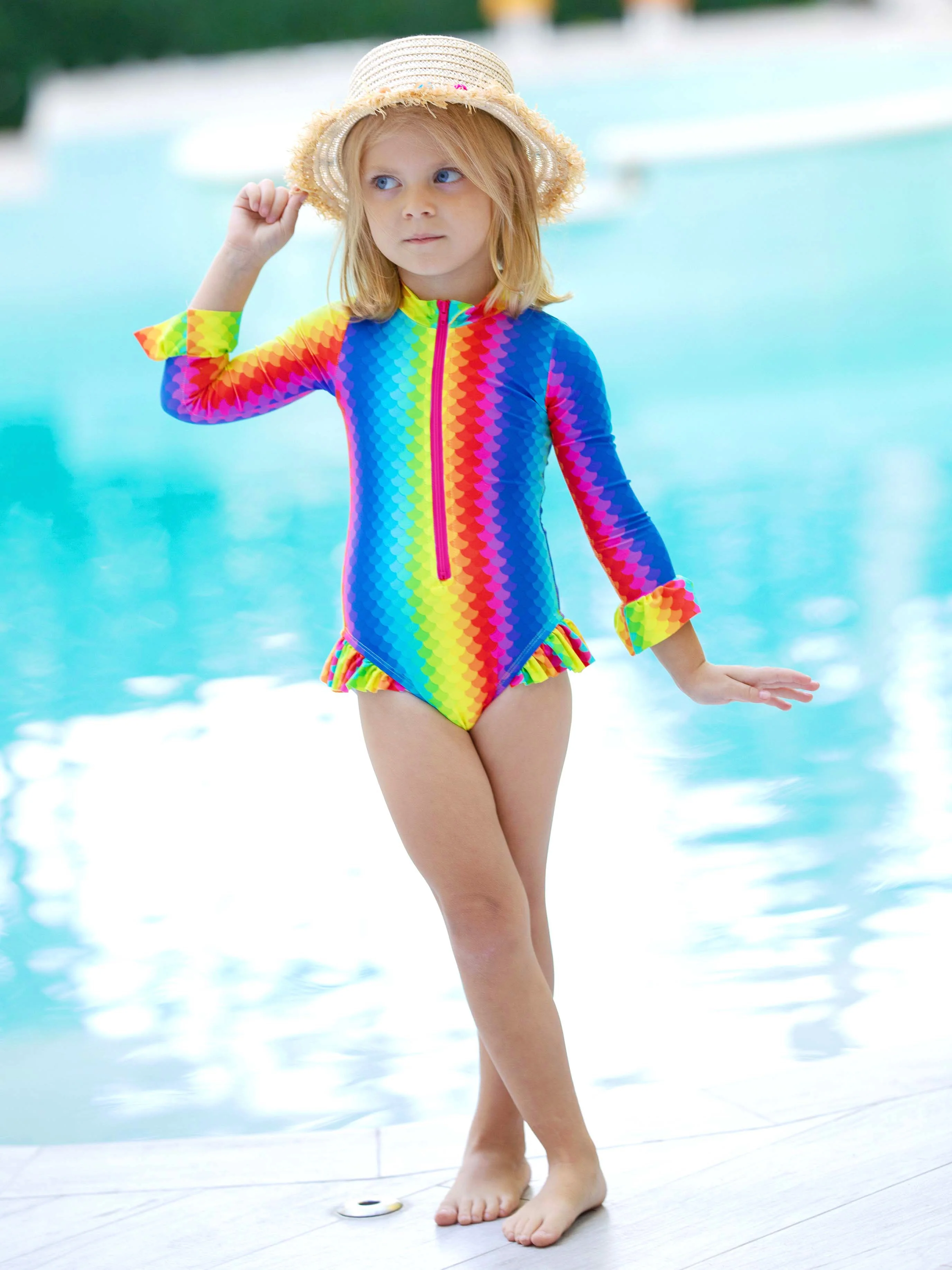 Rainbow Fish One Rash Guard Piece Swimsuit - Image 5