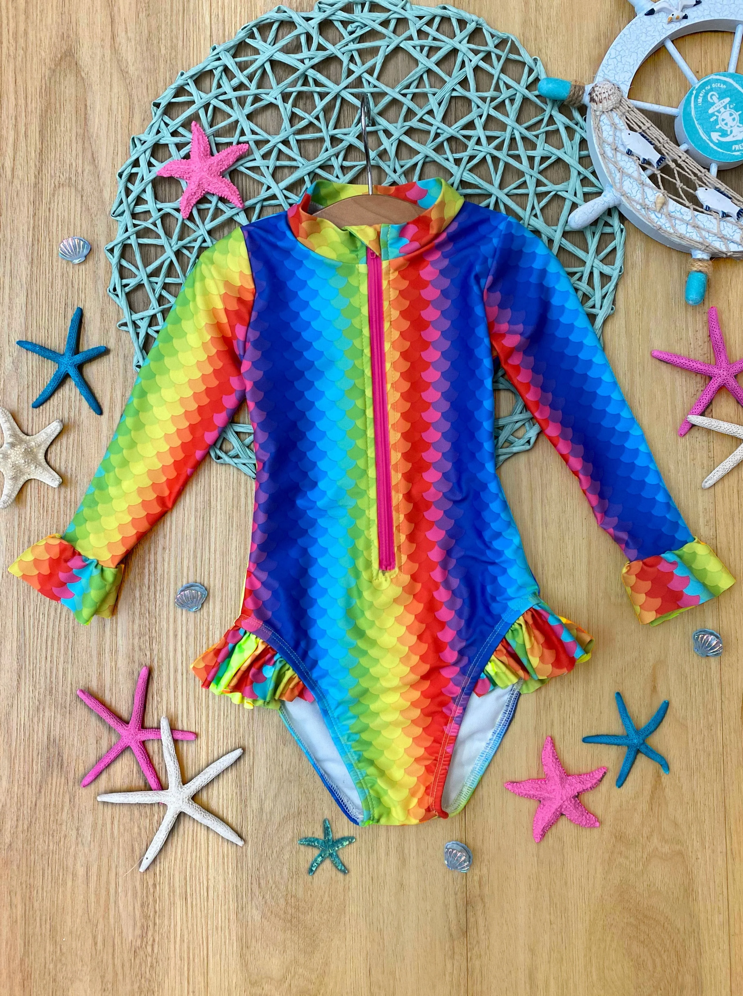 Rainbow Fish One Rash Guard Piece Swimsuit - Image 6