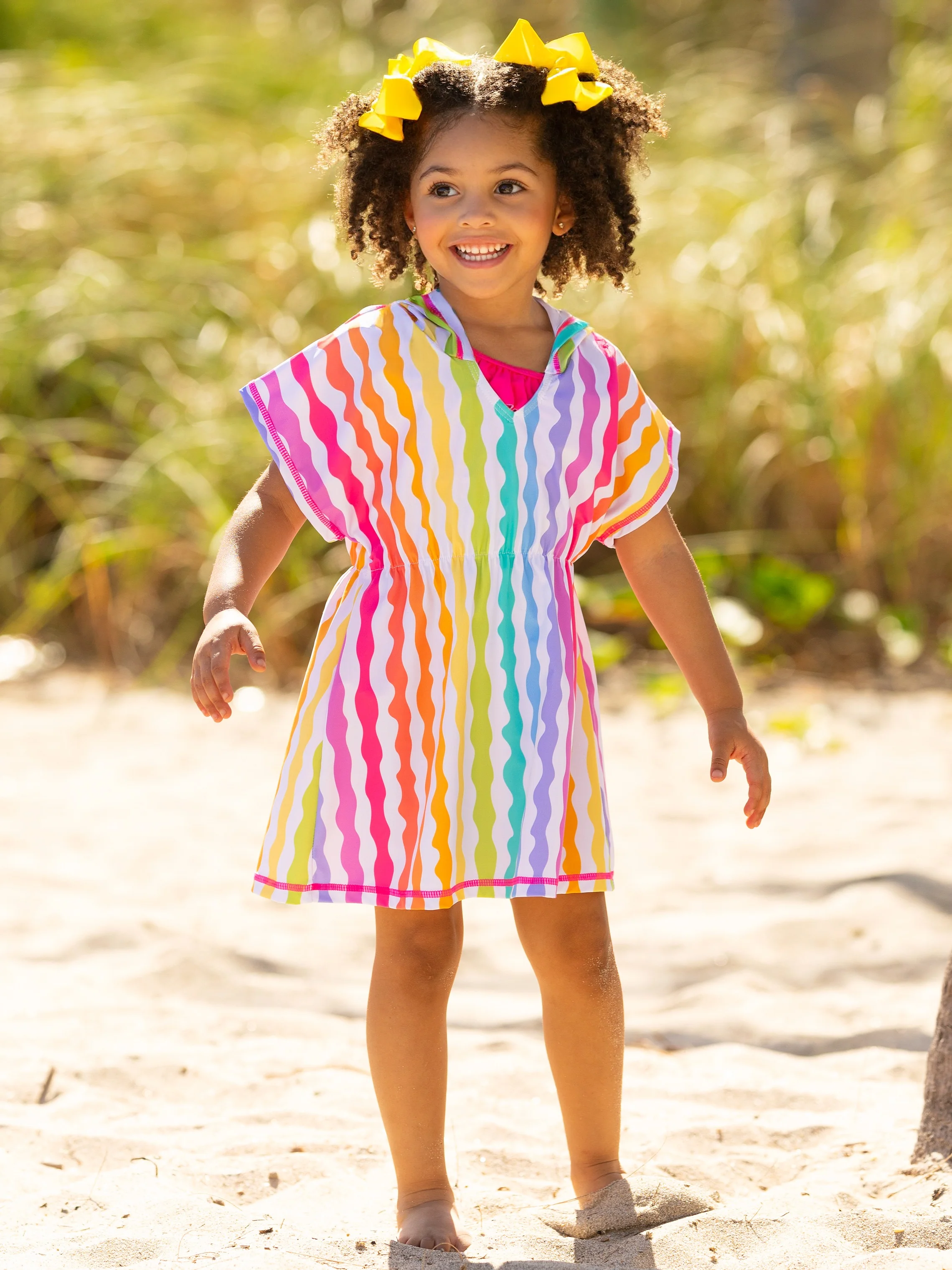 Rainbow Waves Hooded Beach Cover-Up - Image 4