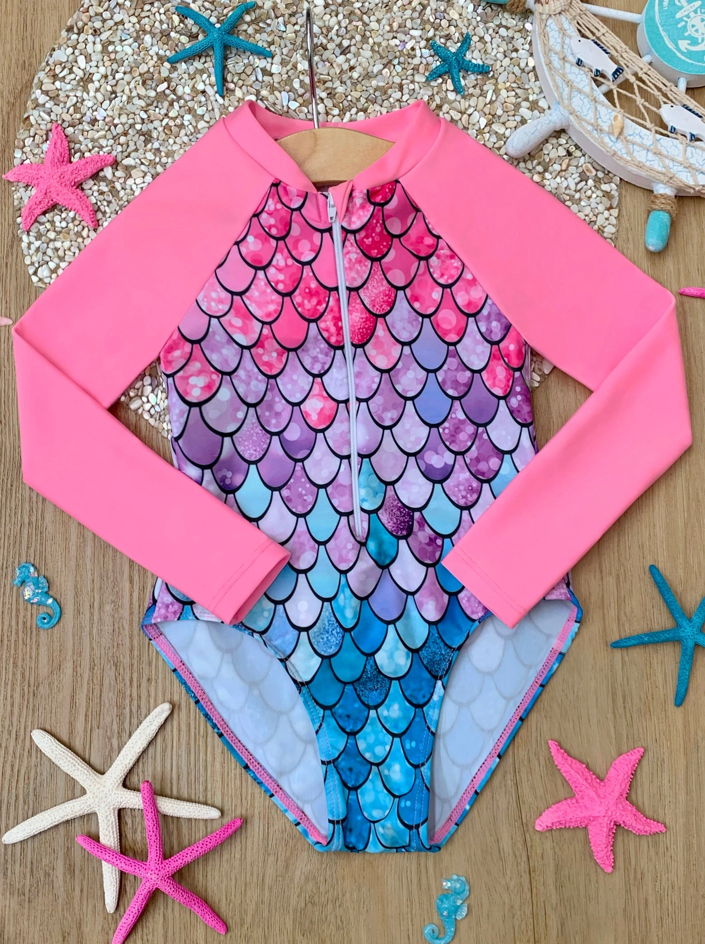 Fin-Tastic Adventure Mermaid Rashguard Swimsuit - Image 4