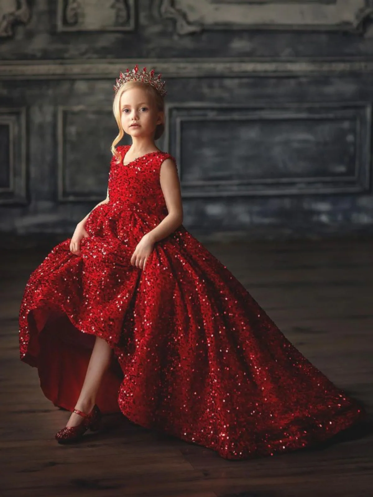 Red Carpet Moment Red Sequin Ball Special Occasion Dress - Image 2