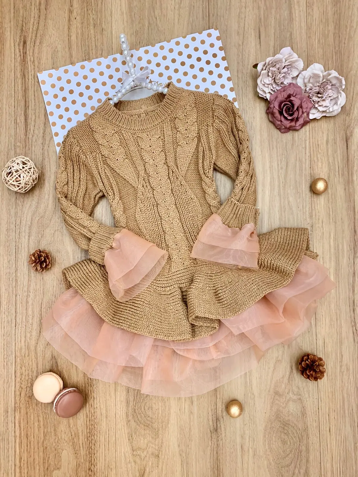 Cute As Pie Autumn Cable Knit Tutu Sweater - Image 2
