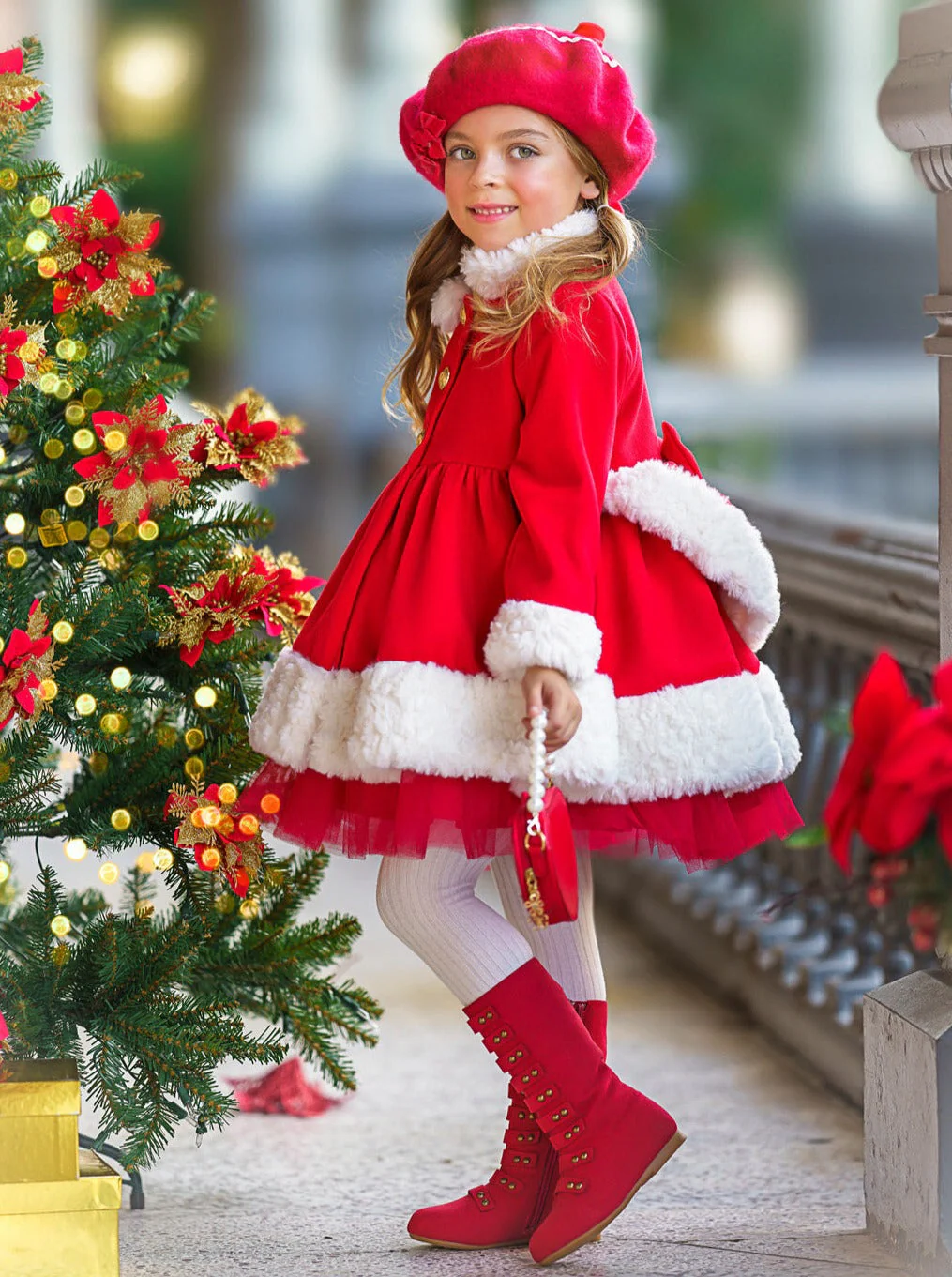 All Bundled Up Red Faux Fur Duchess Coat - Image 2