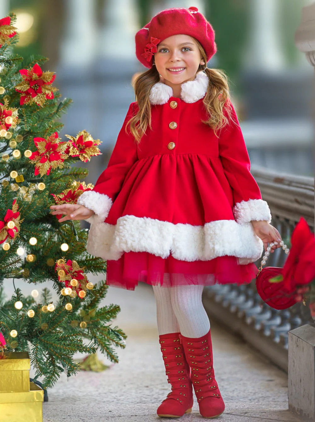 All Bundled Up Red Faux Fur Duchess Coat - Image 3