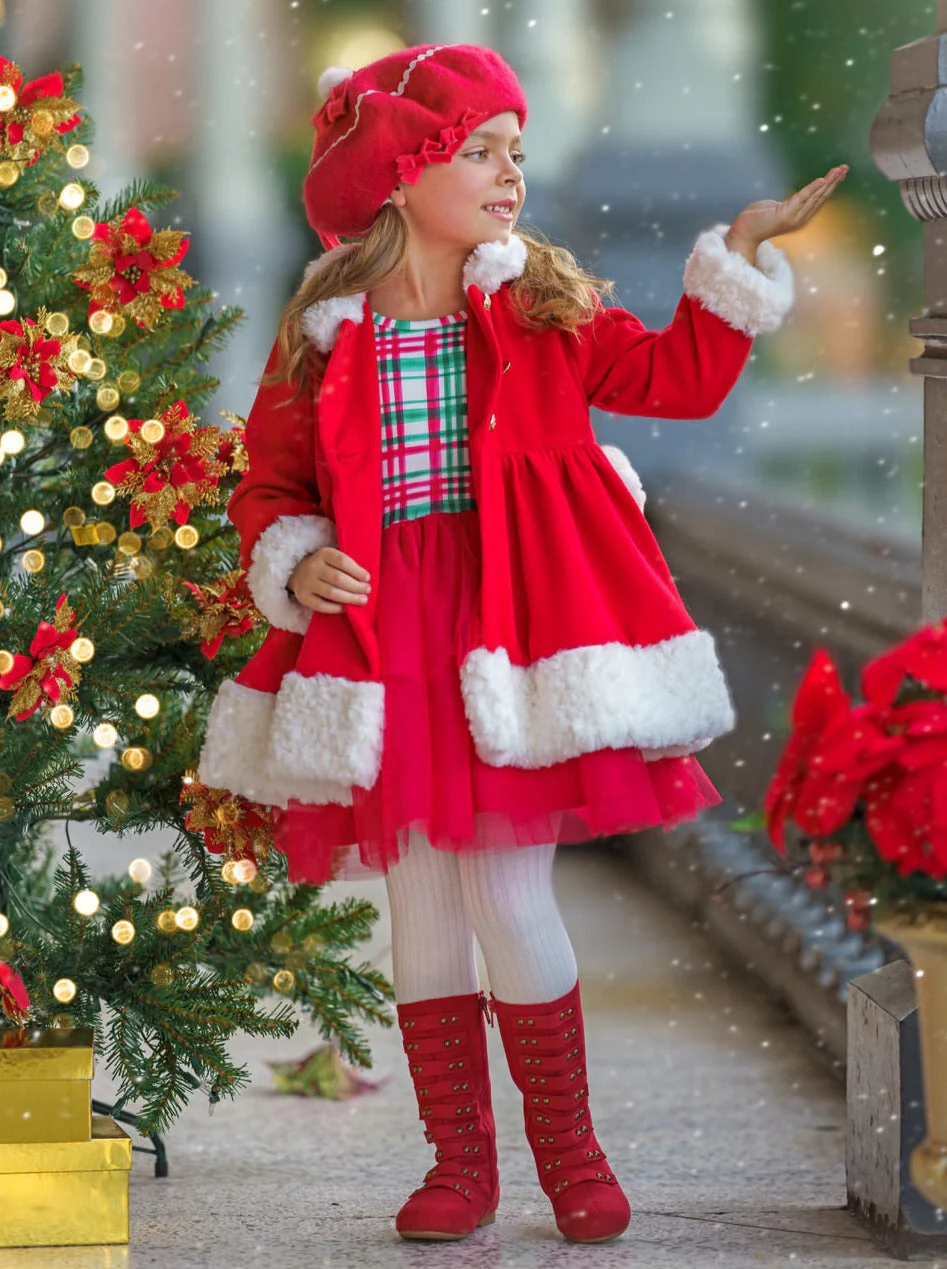 All Bundled Up Red Faux Fur Duchess Coat - Image 5