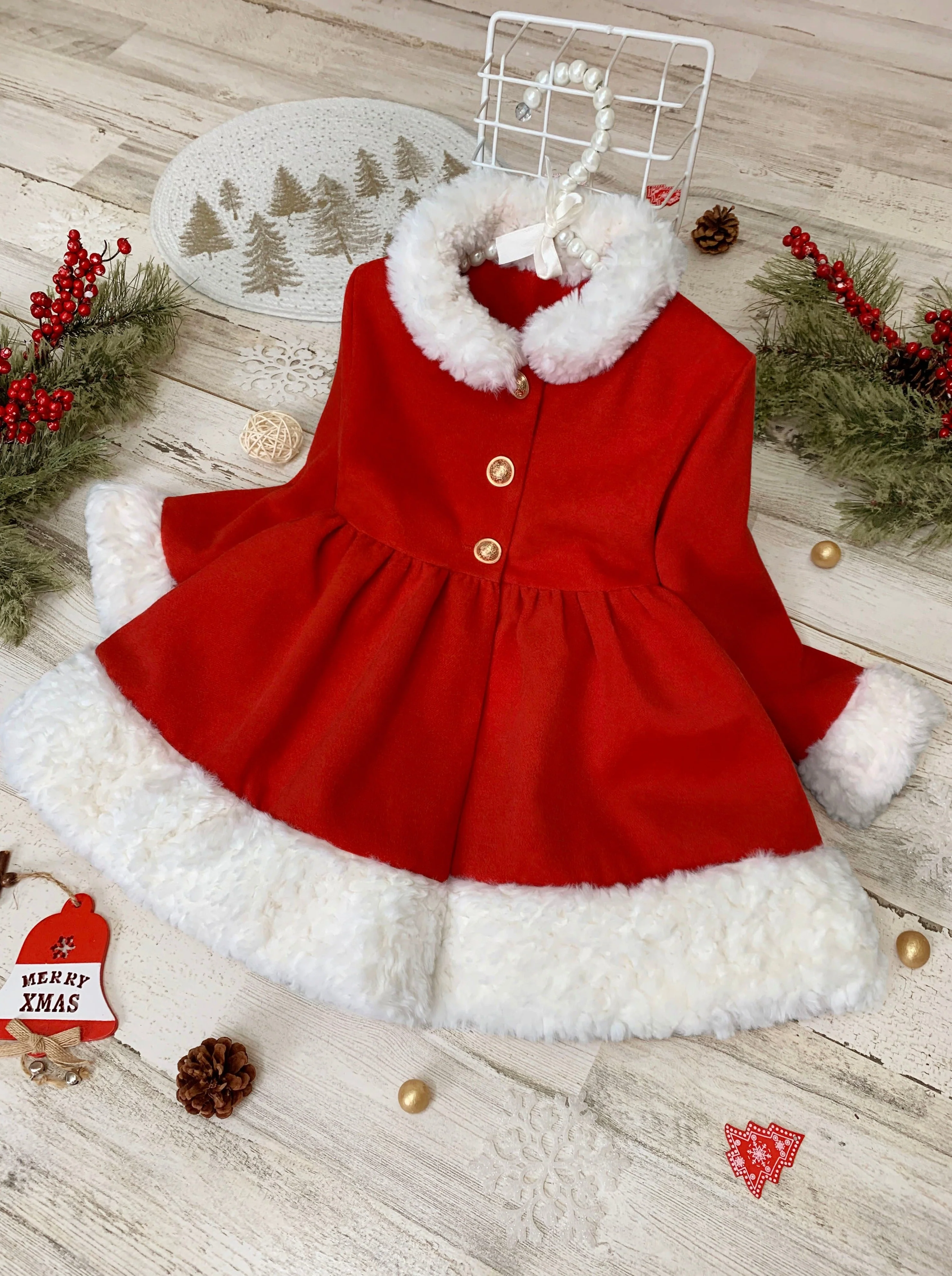 All Bundled Up Red Faux Fur Duchess Coat - Image 6
