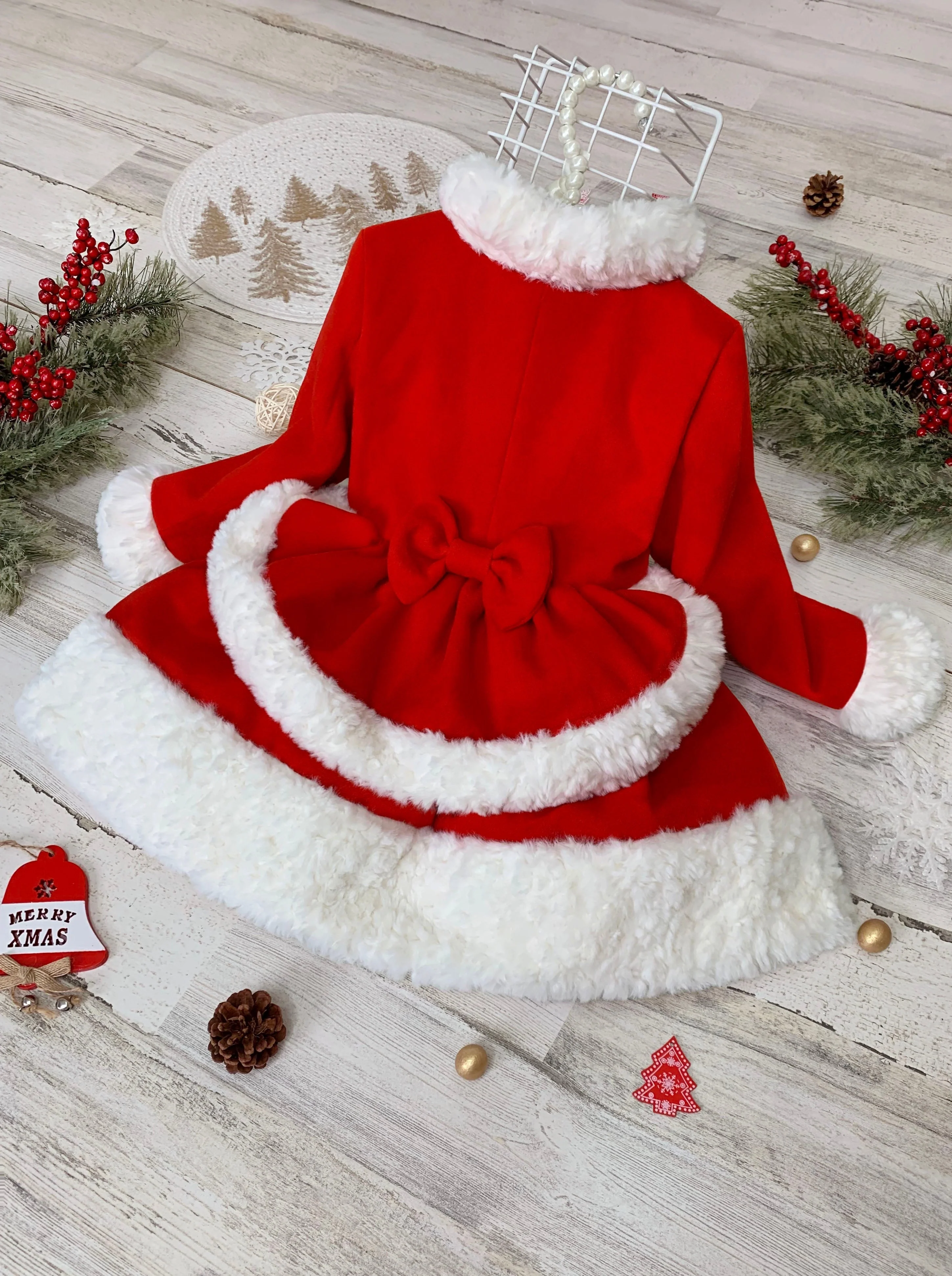 All Bundled Up Red Faux Fur Duchess Coat - Image 7