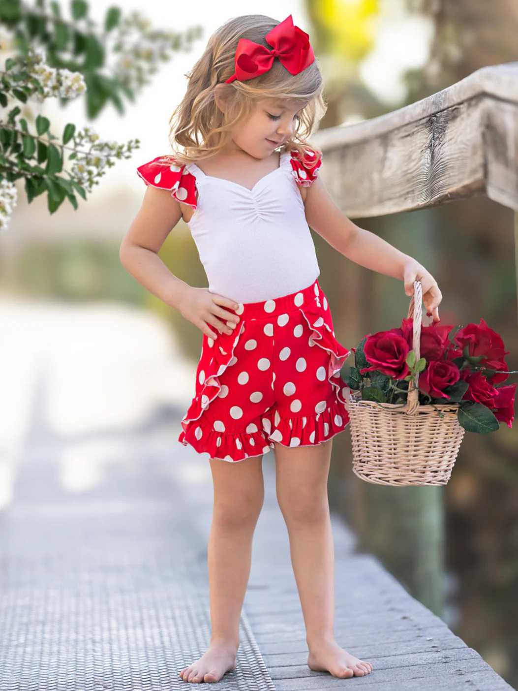 Polka Dot Ruffle Top and Ruffle Shorts Set - Image 2