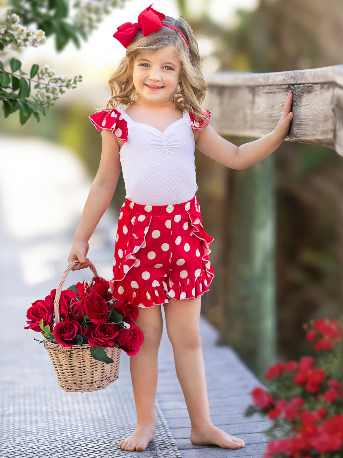 Polka Dot Ruffle Top and Ruffle Shorts Set - Image 3