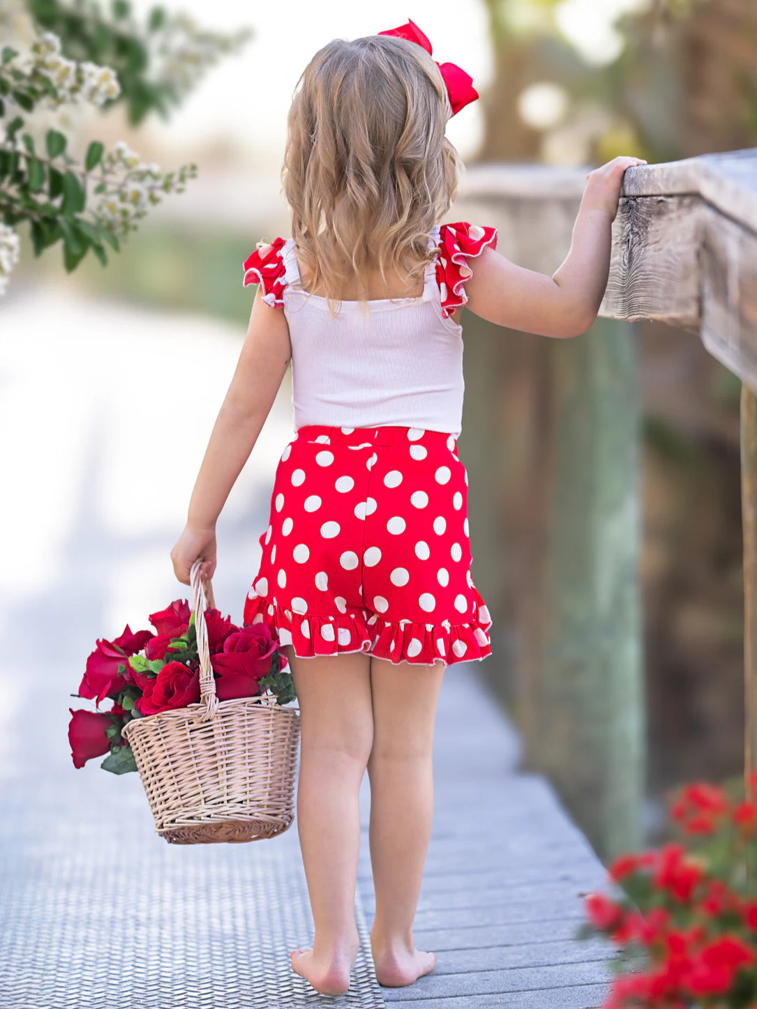 Polka Dot Ruffle Top and Ruffle Shorts Set - Image 4
