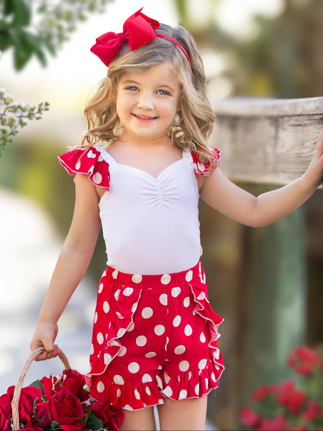 Polka Dot Ruffle Top and Ruffle Shorts Set - Image 5
