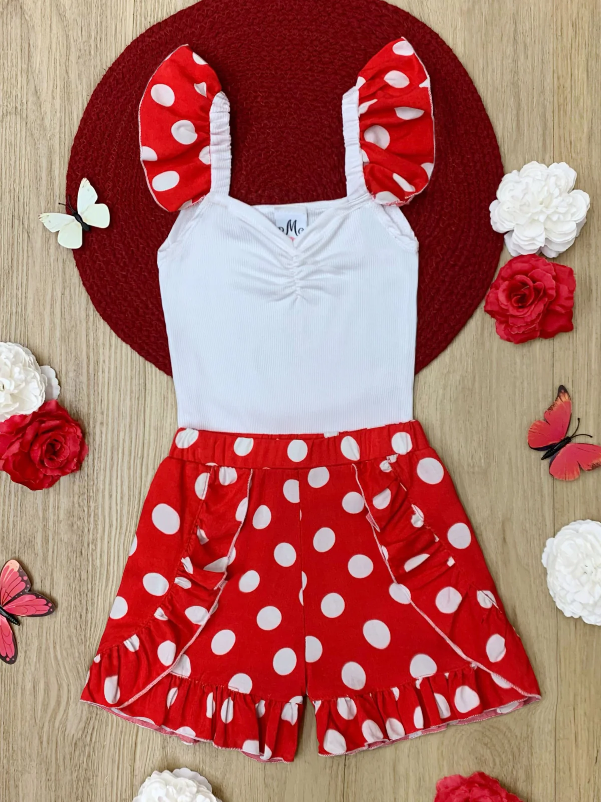 Polka Dot Ruffle Top and Ruffle Shorts Set - Image 6