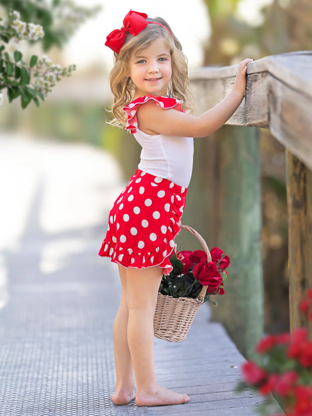 Polka Dot Ruffle Top and Ruffle Shorts Set - Image 7
