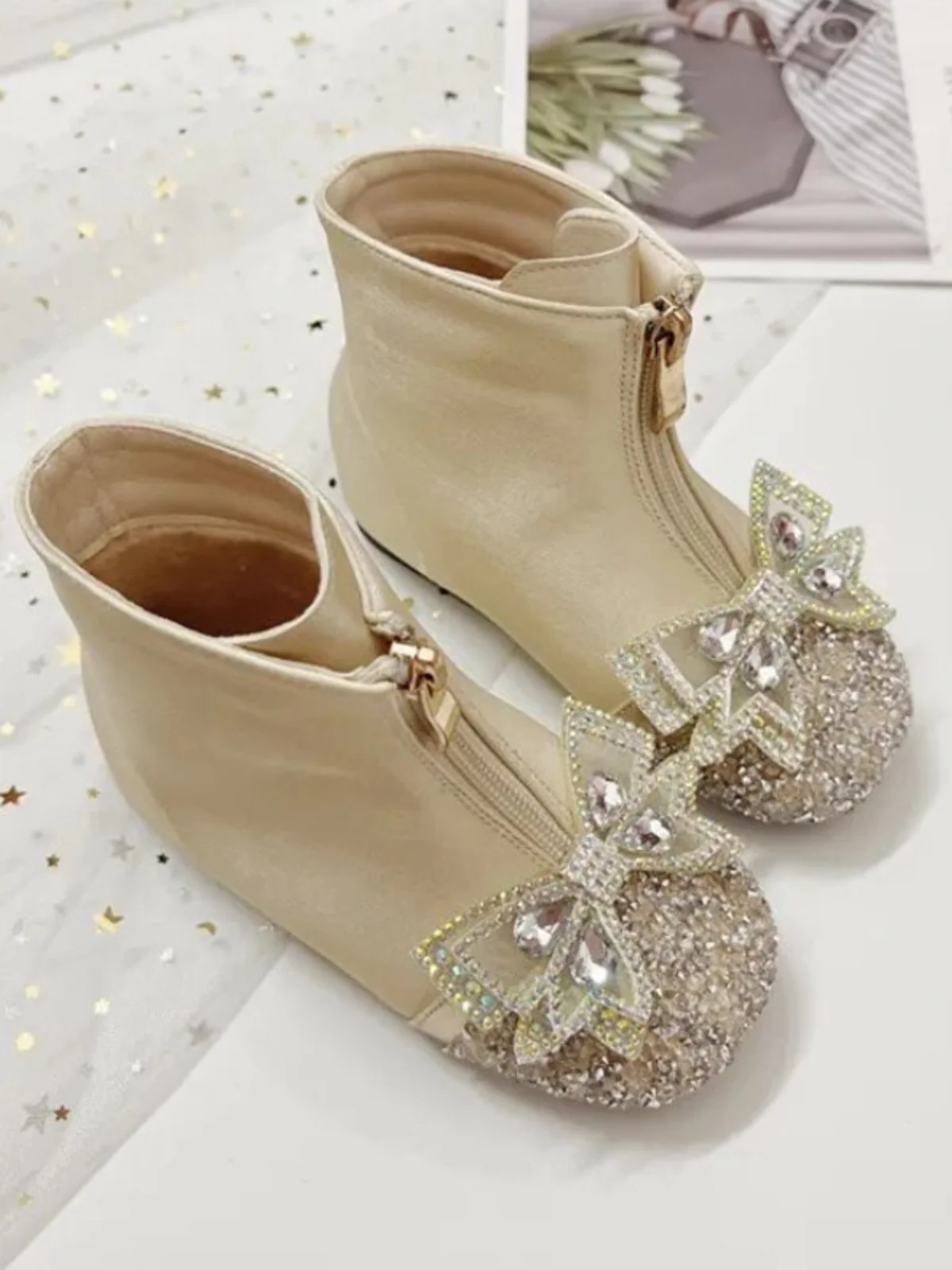 Bedazzled Beauty Crystal Bow Boots By Liv and Mia - Image 2