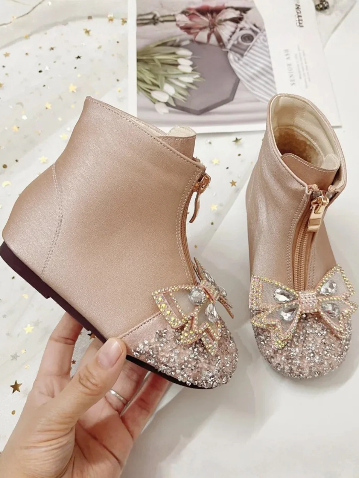 Bedazzled Beauty Crystal Bow Boots By Liv and Mia - Image 6