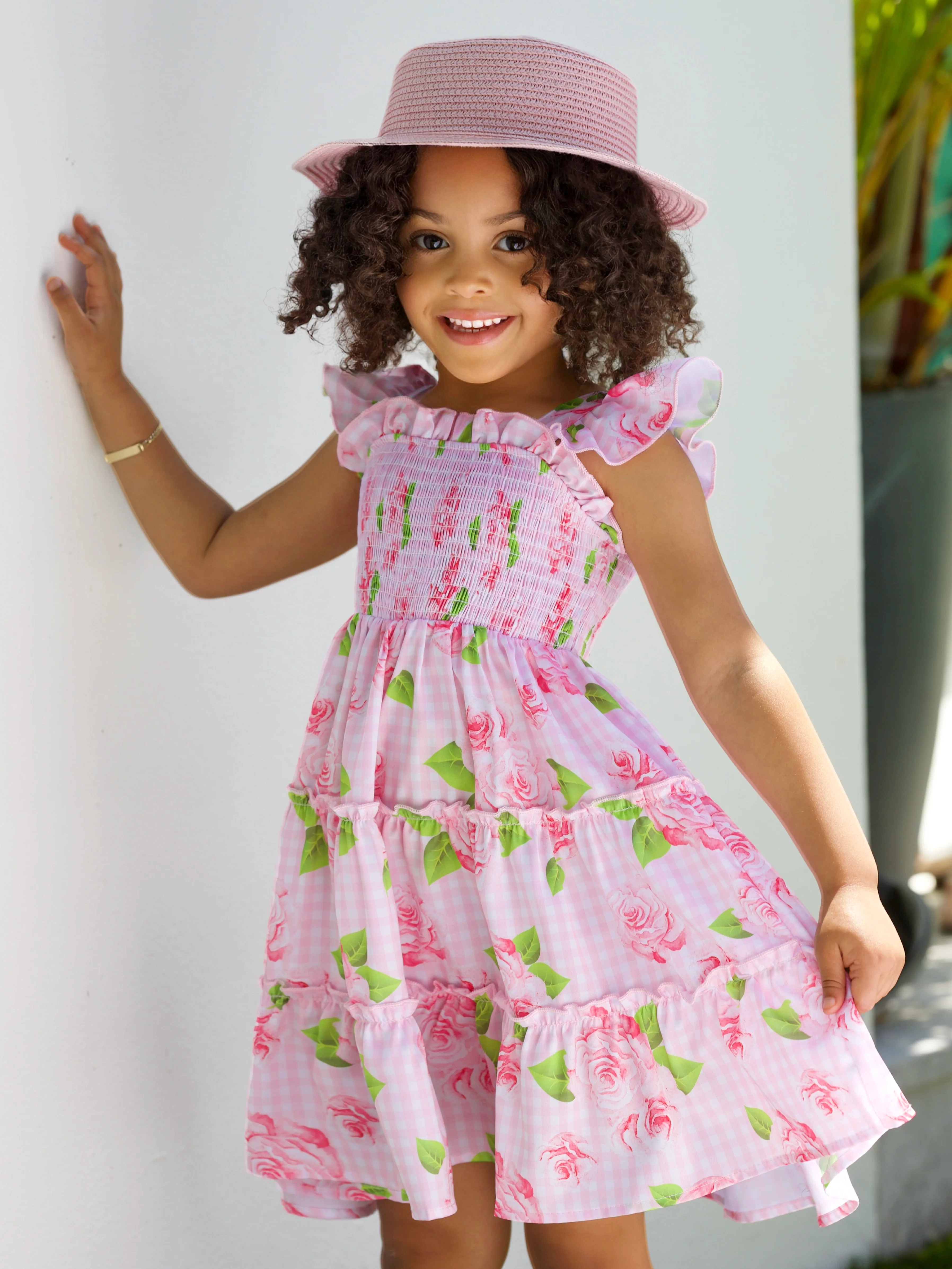 Rose Garden Gingham Smocked Tiered Dress - Image 2