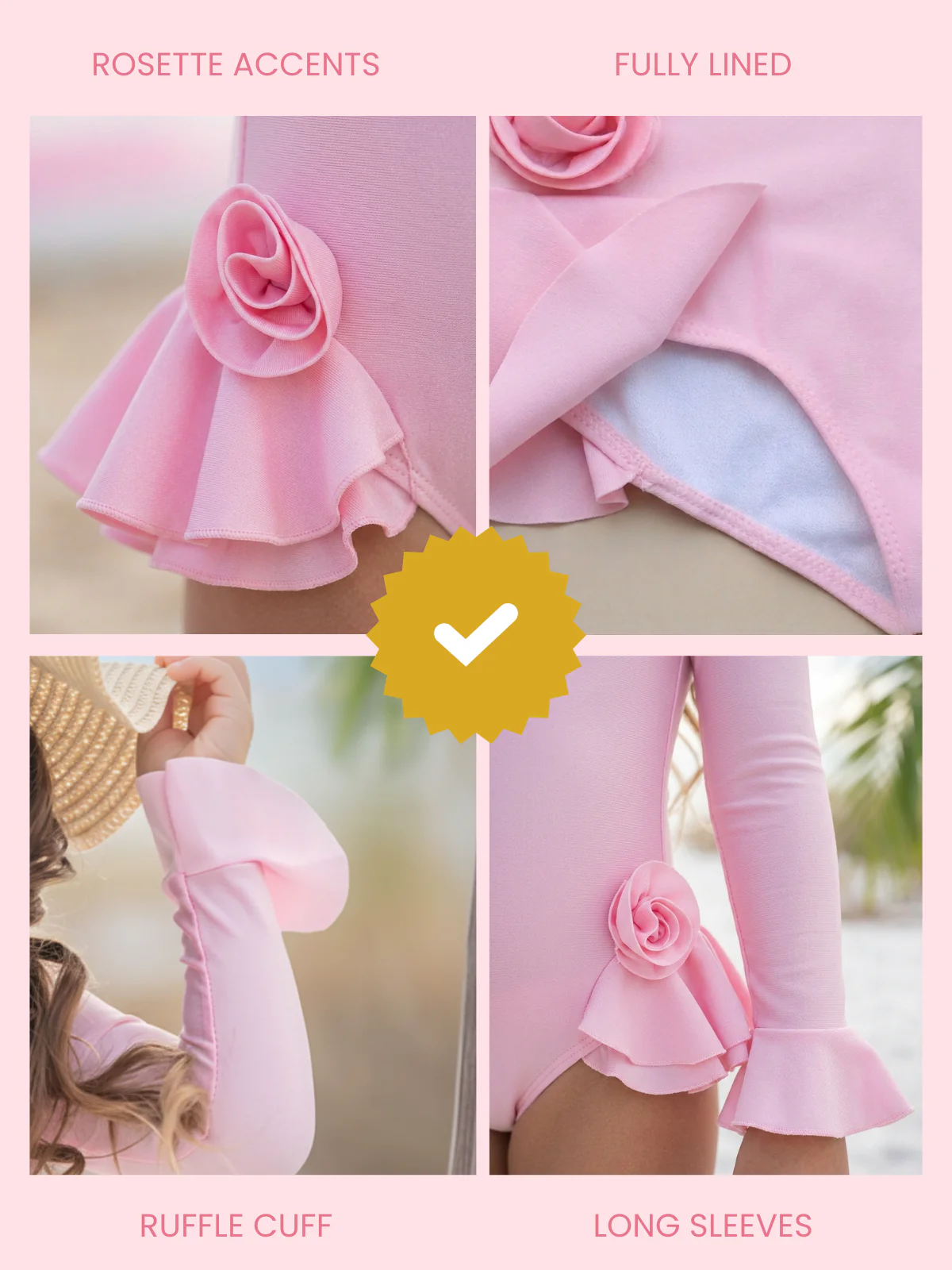 Rose Petal Rash Guard One-Piece Swimsuit - Image 3