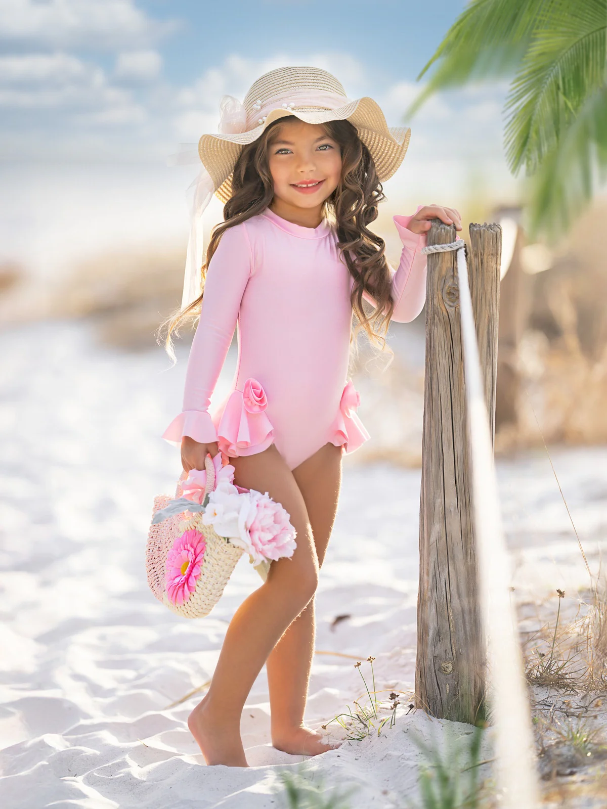 Rose Petal Rash Guard One-Piece Swimsuit - Image 6