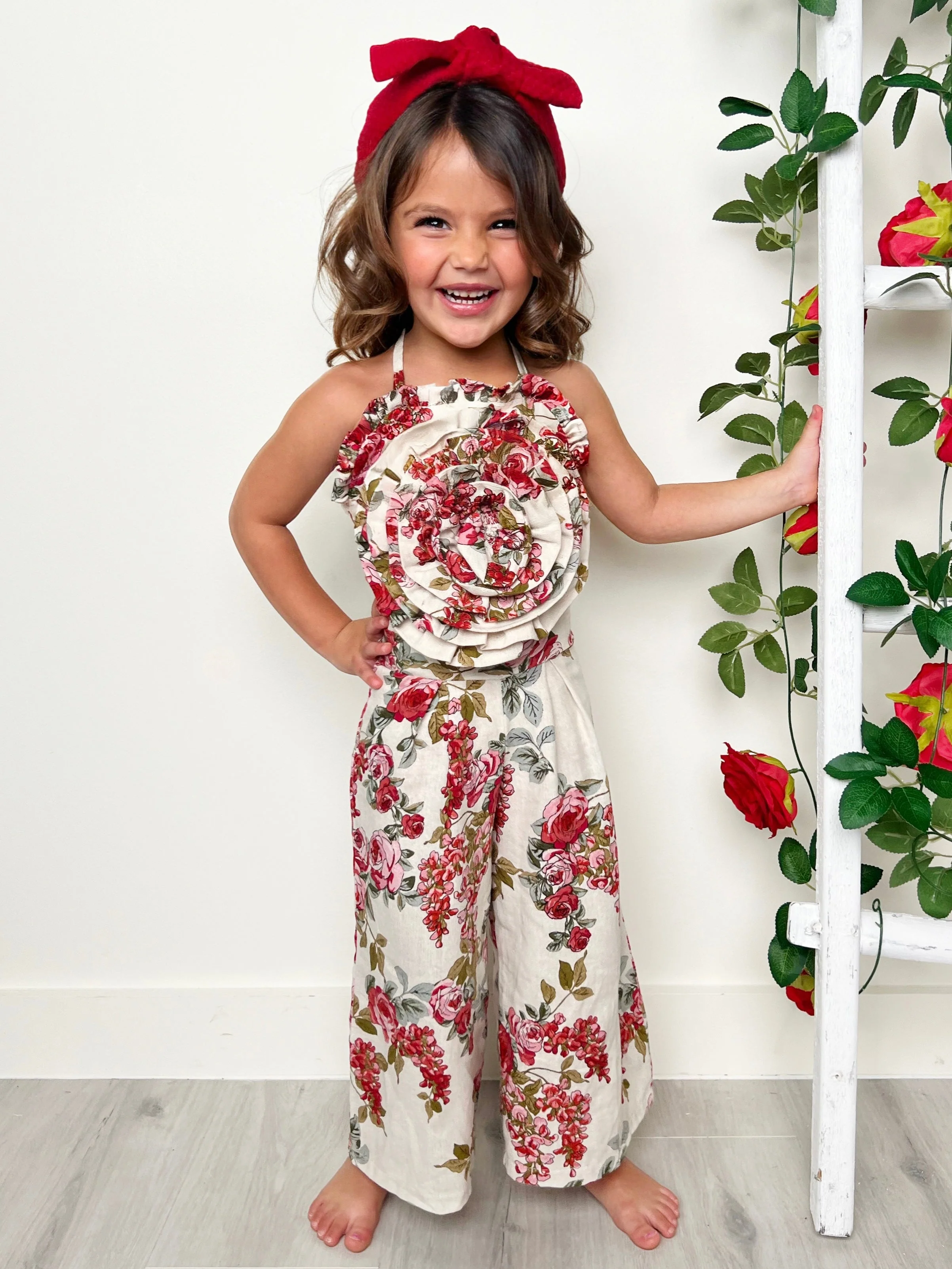 Ready, Set, Bloom Rose Top and Floral Palazzo Pants Set - Image 2