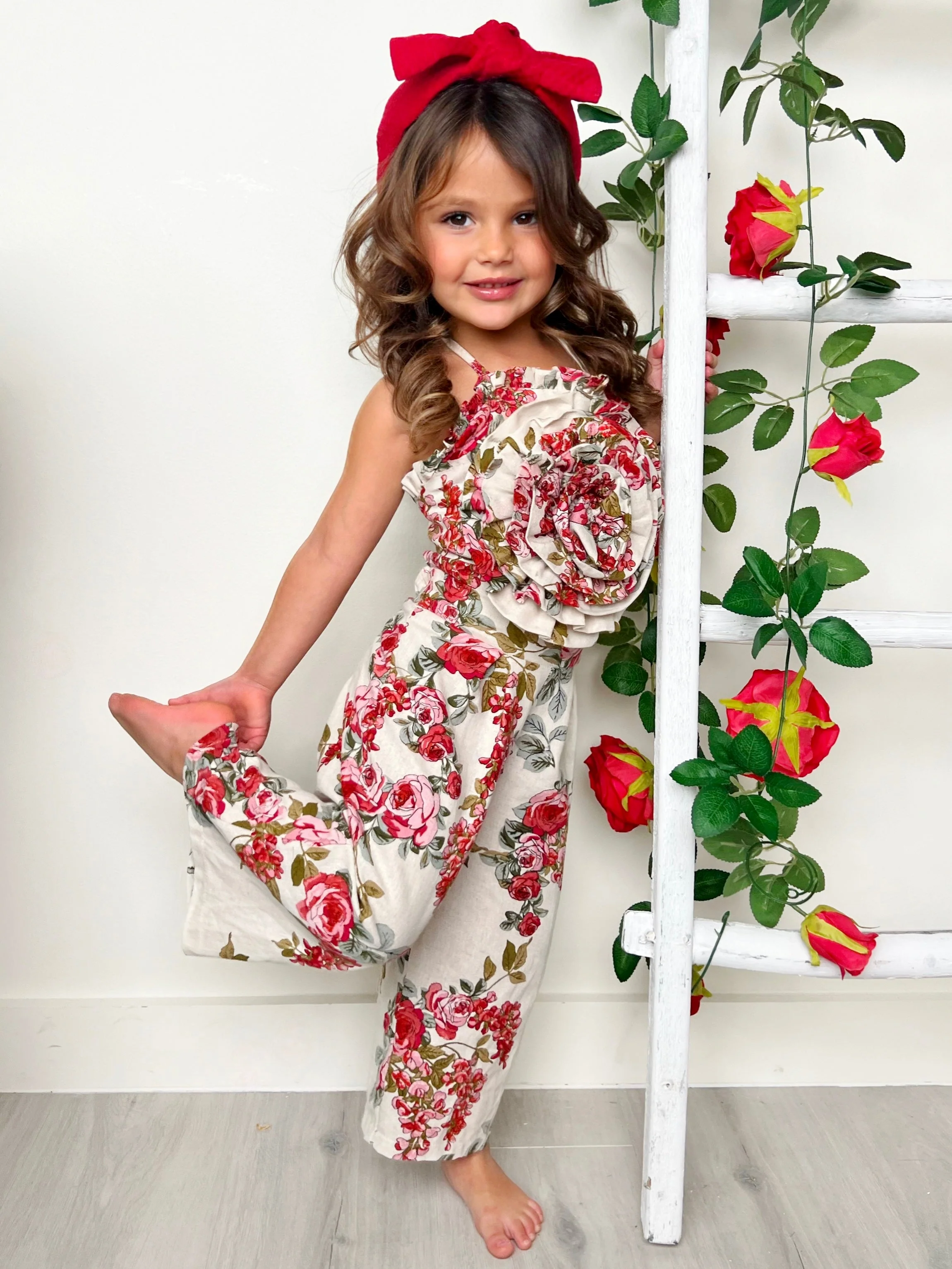 Ready, Set, Bloom Rose Top and Floral Palazzo Pants Set - Image 3