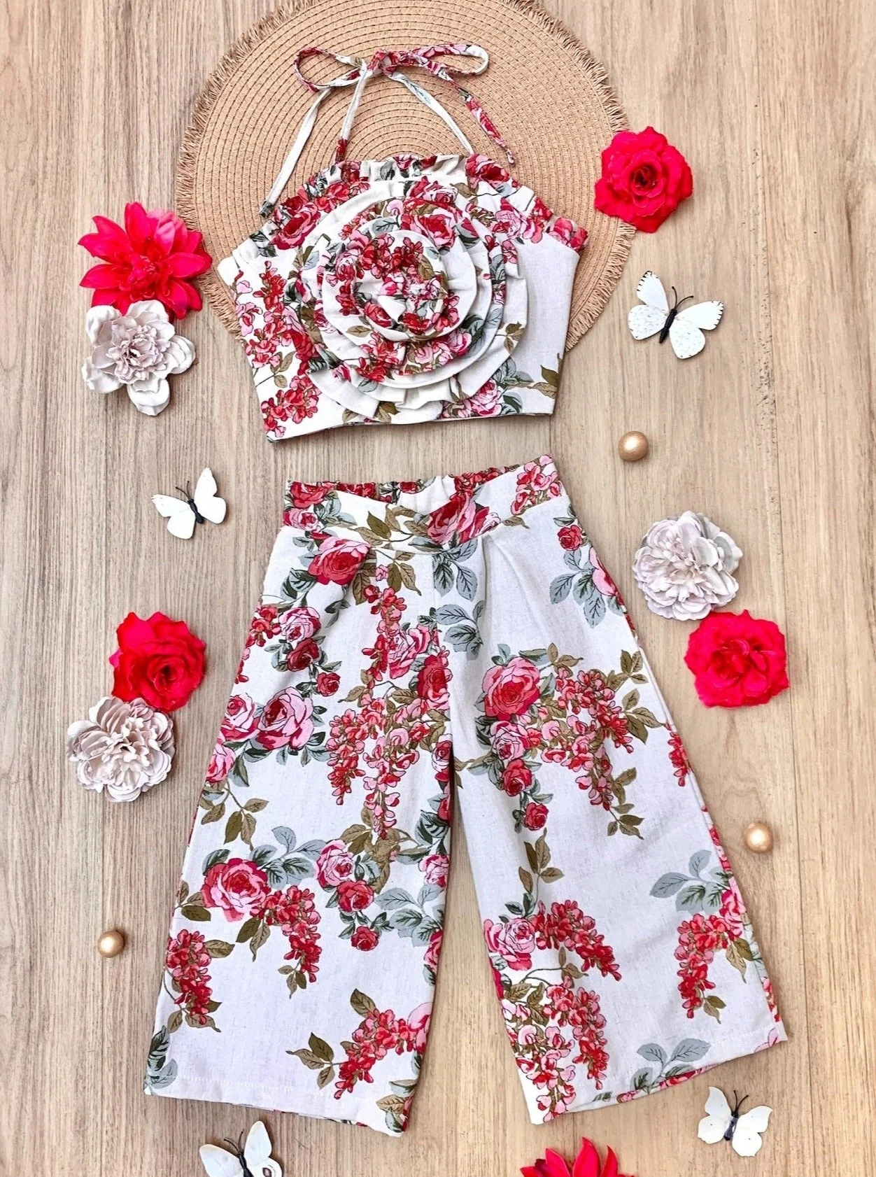 Ready, Set, Bloom Rose Top and Floral Palazzo Pants Set - Image 4