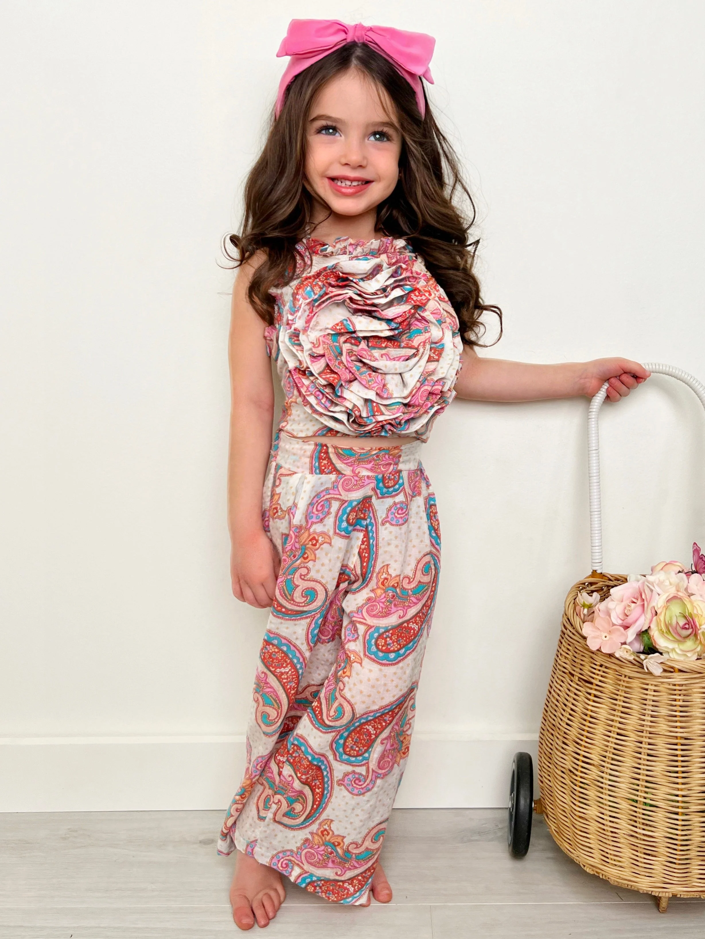 Born To Bloom Rose Top and Paisley Palazzo Pants Set - Image 6