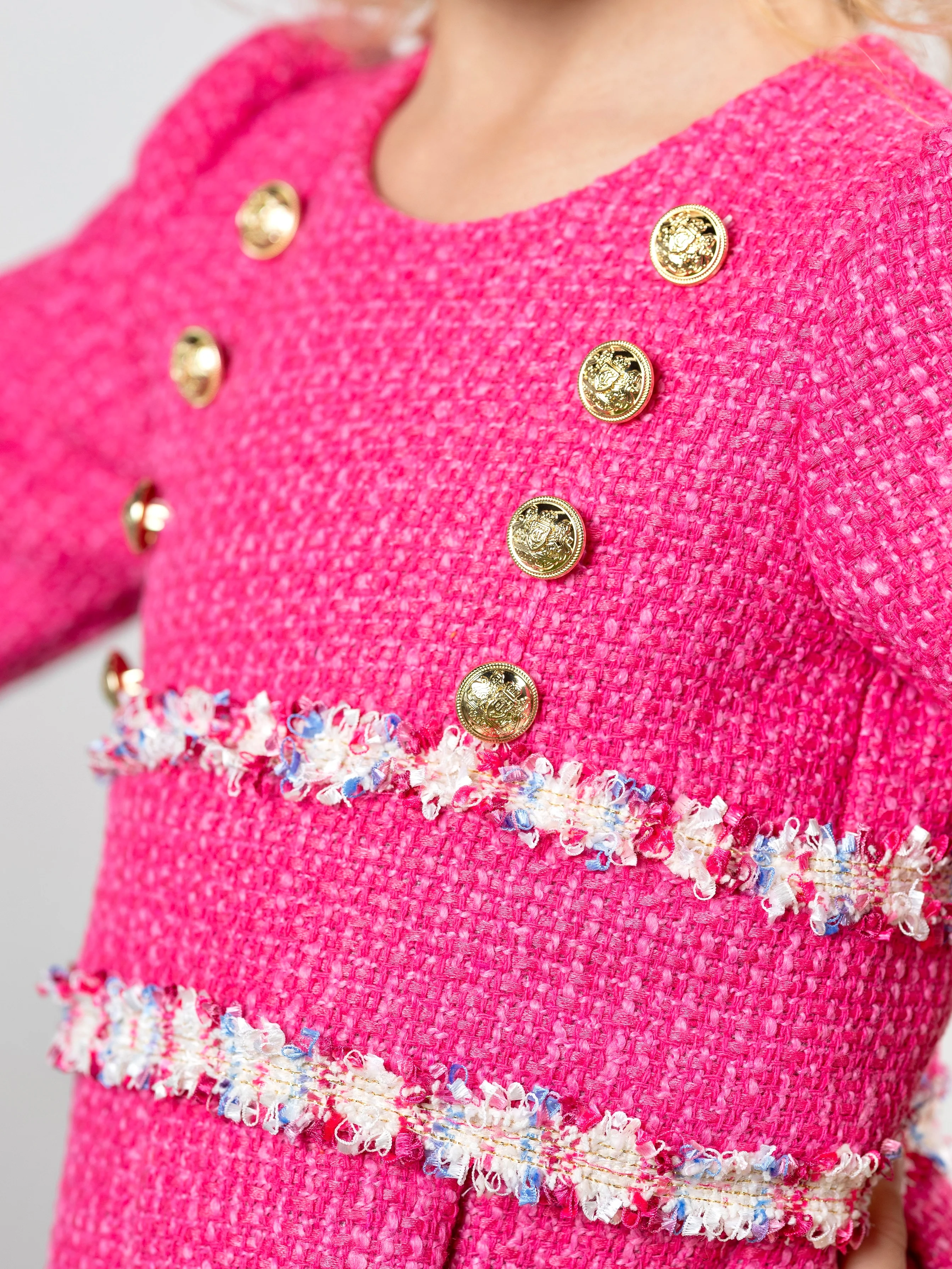 Petal Pink Tweed Spring Party Dress - Image 2