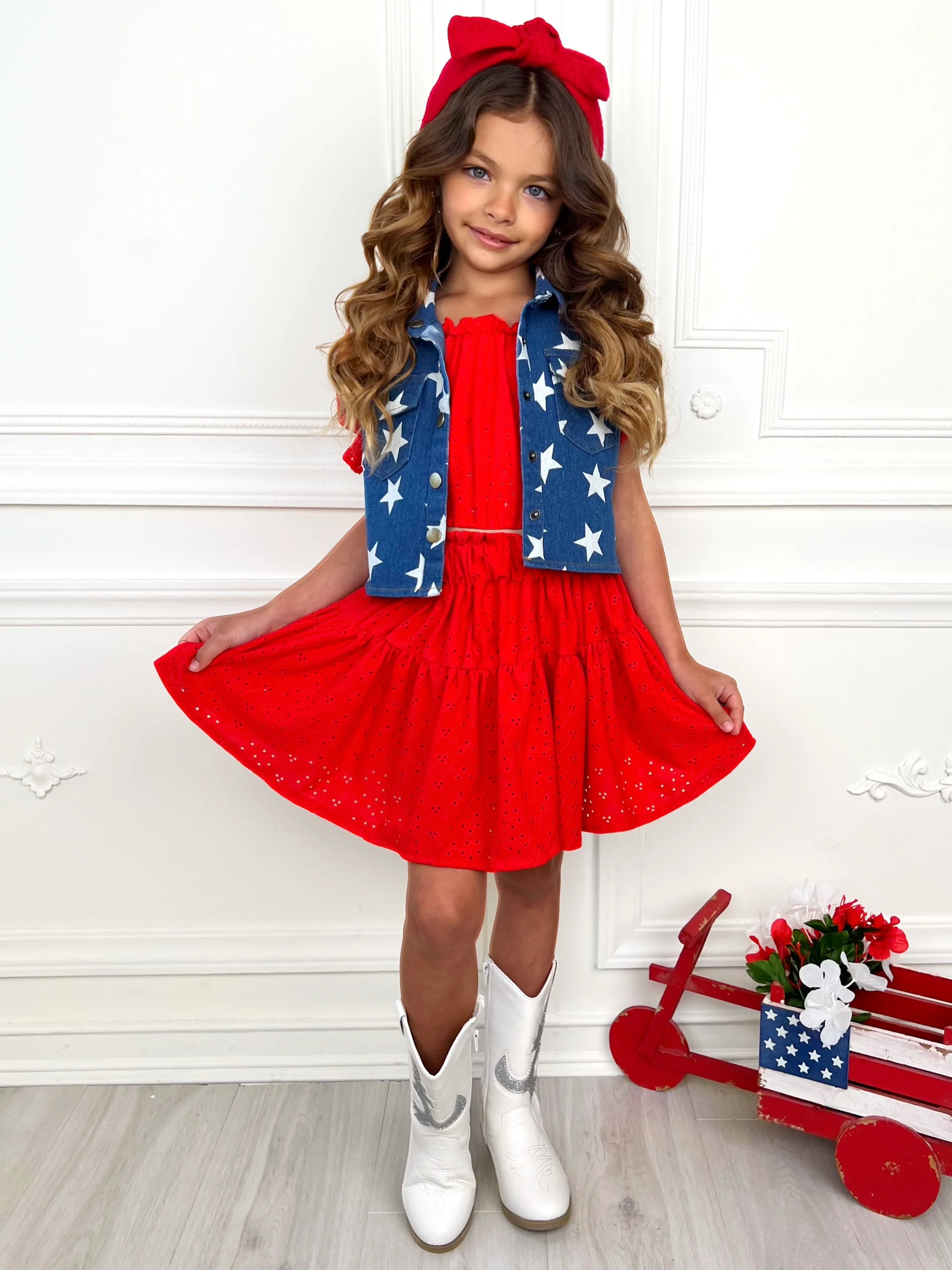 Rosette Charm Eyelet Top & Skirt Set - Image 3